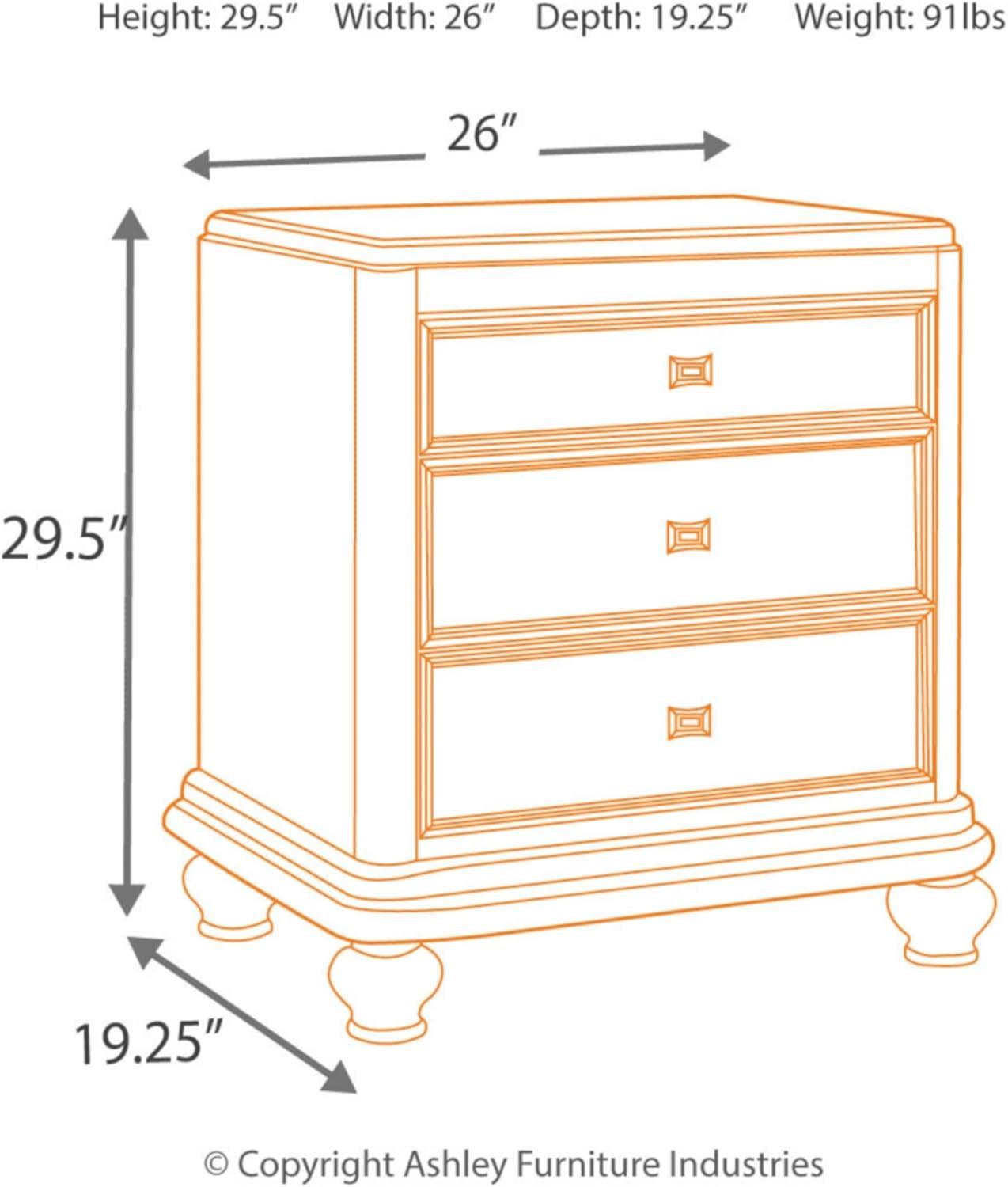 Signature Design By Ashley Coralayne Glam 3 Drawer Nightstand With Faux Shagreen Drawer Fronts, Silver