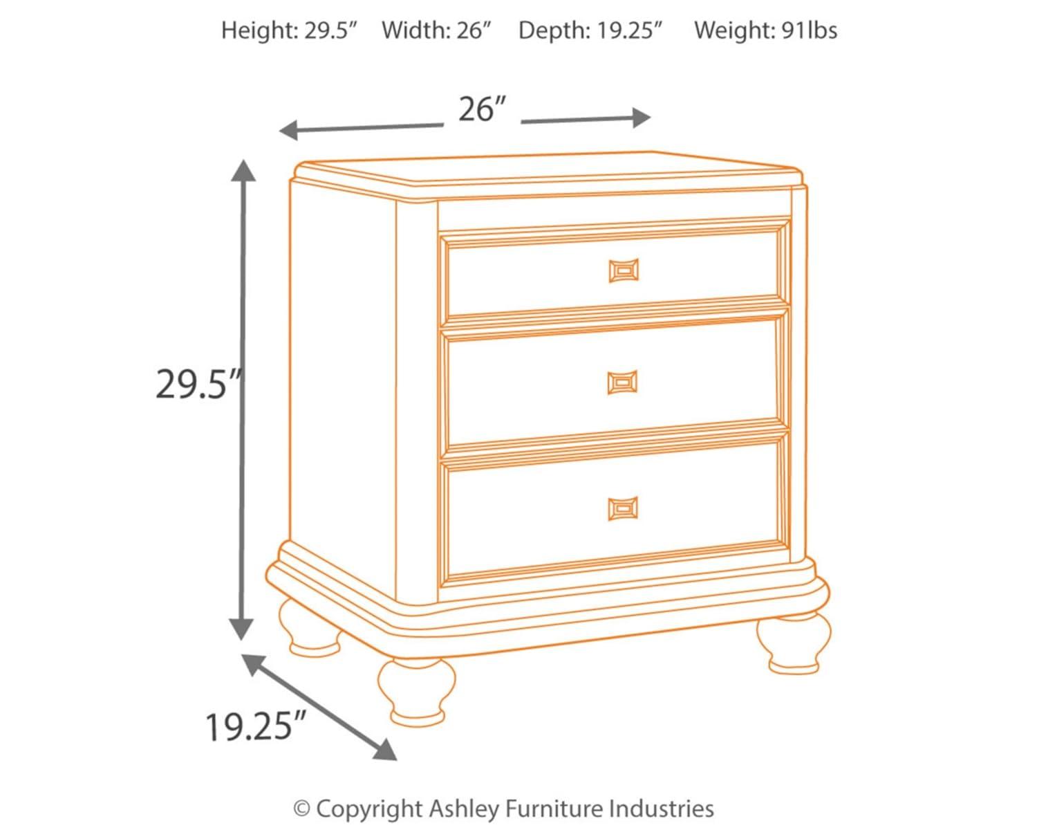 Signature Design By Ashley Coralayne Glam 3 Drawer Nightstand With Faux Shagreen Drawer Fronts, Silver