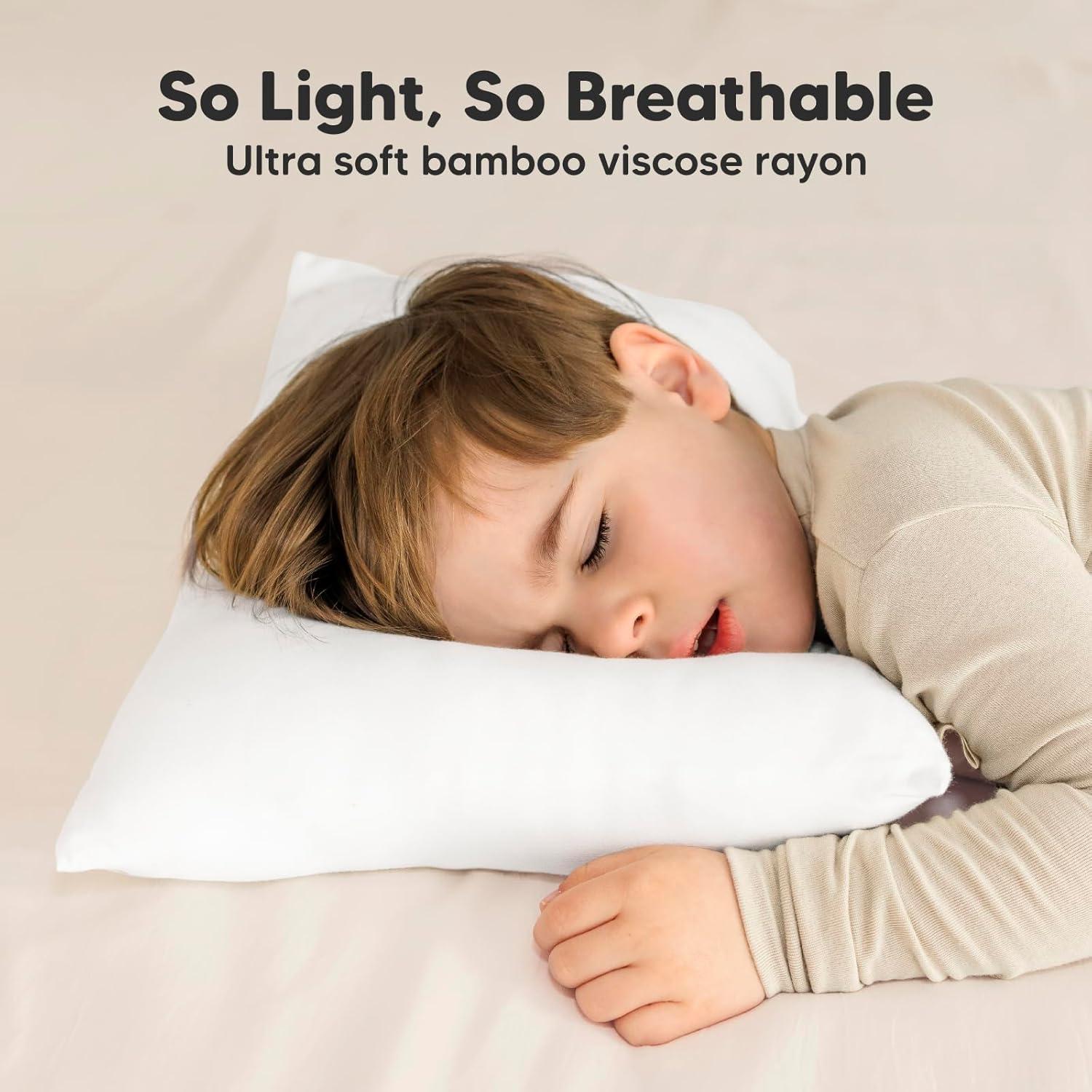 Soft White Bamboo Toddler Pillow with Pillowcase 13x18