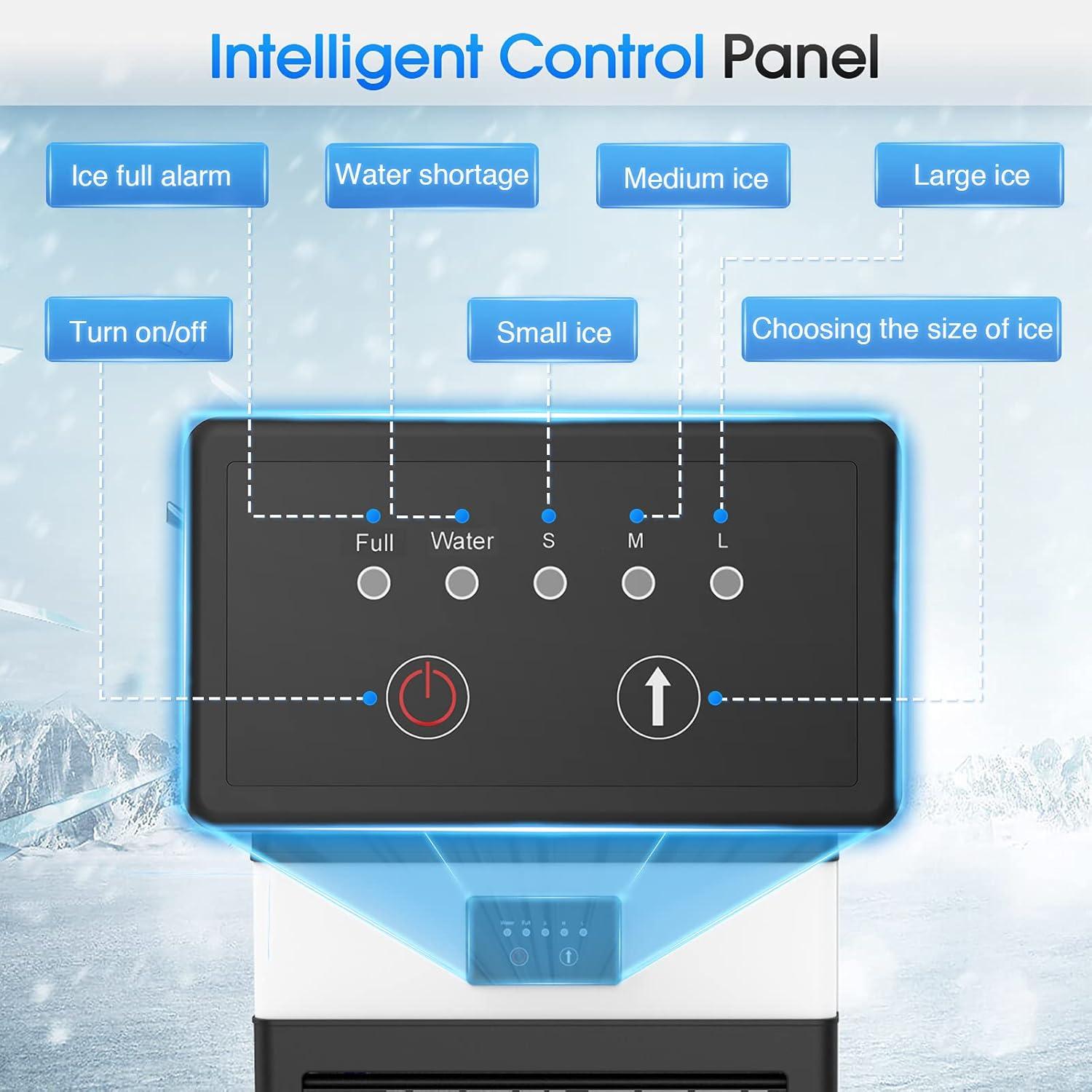 Commercial Ice Maker Machine, 70 LBS/24H Under Counter Large Ice Machine w/ 10 LBS Capacity Ice Storage Bin, 2 Water Inlet Modes, Freestanding & Built in Ice Maker for Bar/Home/Office/Shop, White
