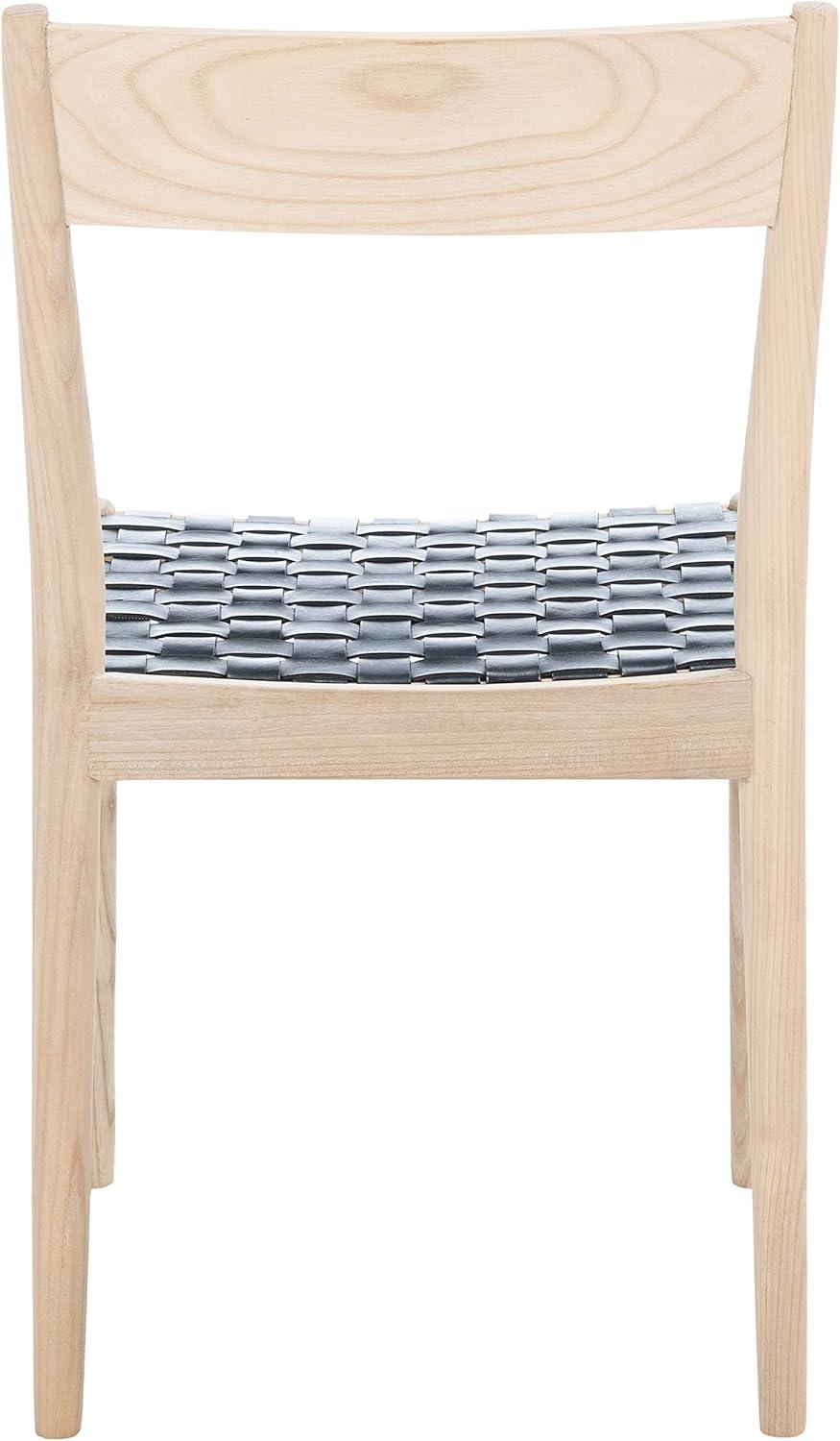 Eluned Leather Dining Chair (Set Of 2) - Black/Natural - Safavieh
