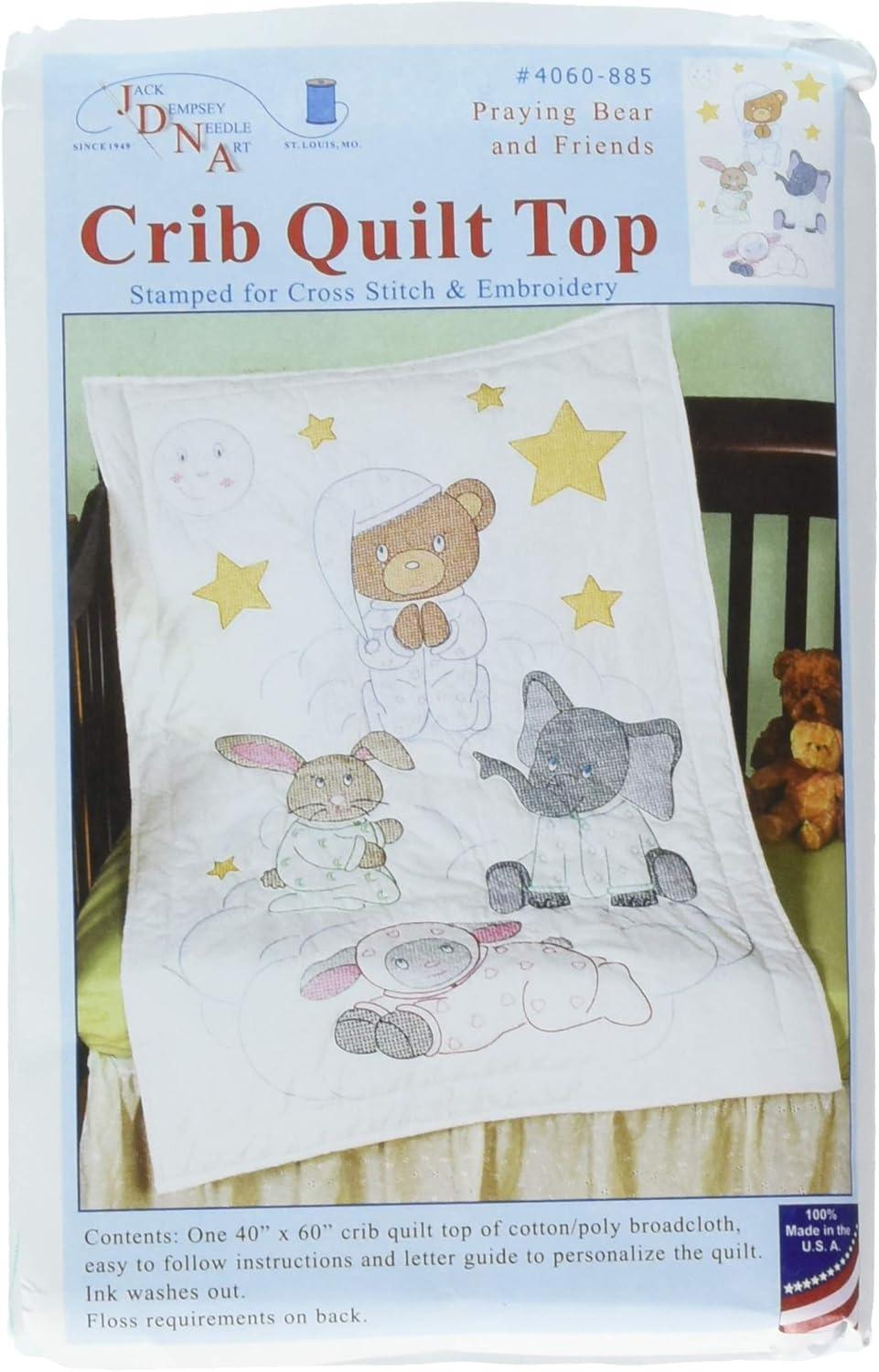 White Cotton/Poly Baby Quilt with Animal Design