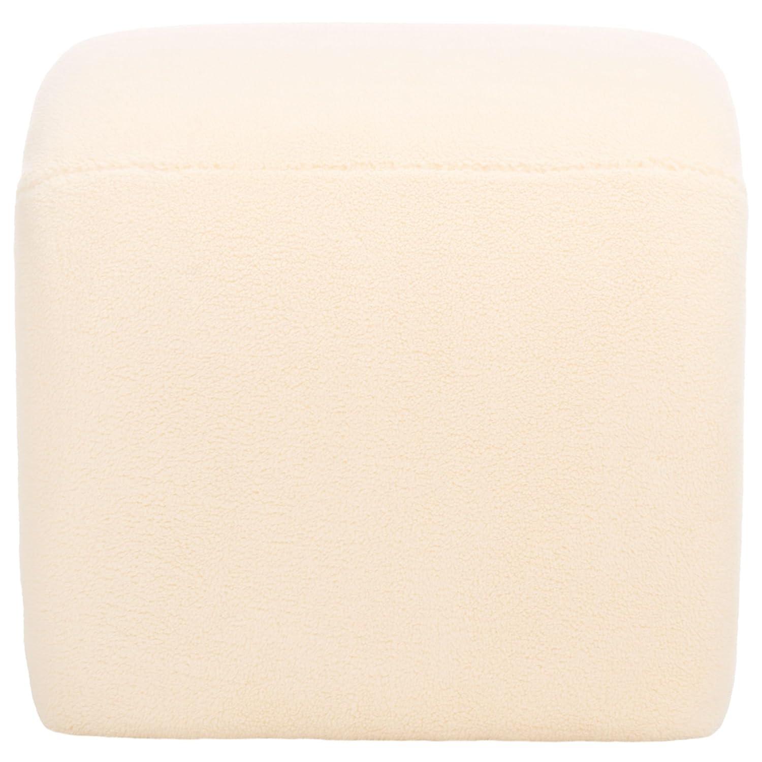 SAFAVIEH Kibo Modern Faux Shearling Ottoman, Cream