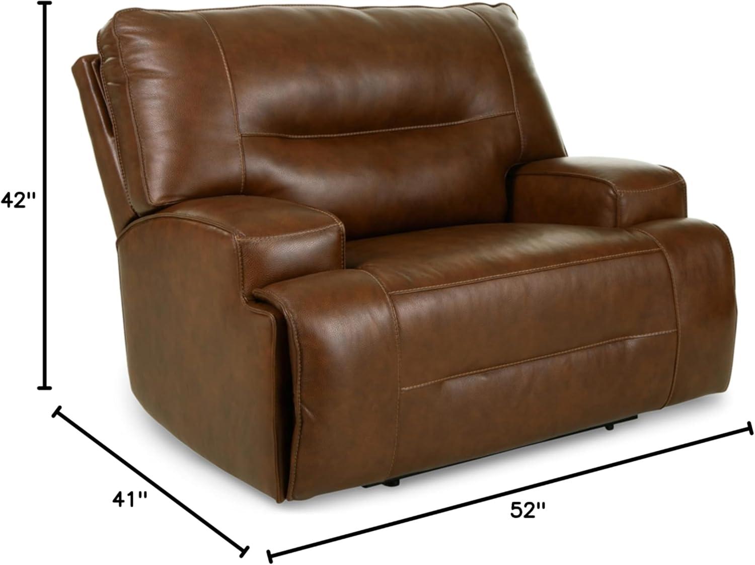 Ashley Furniture Francesca Leather Power Recliner with Headrest in Dark Brown