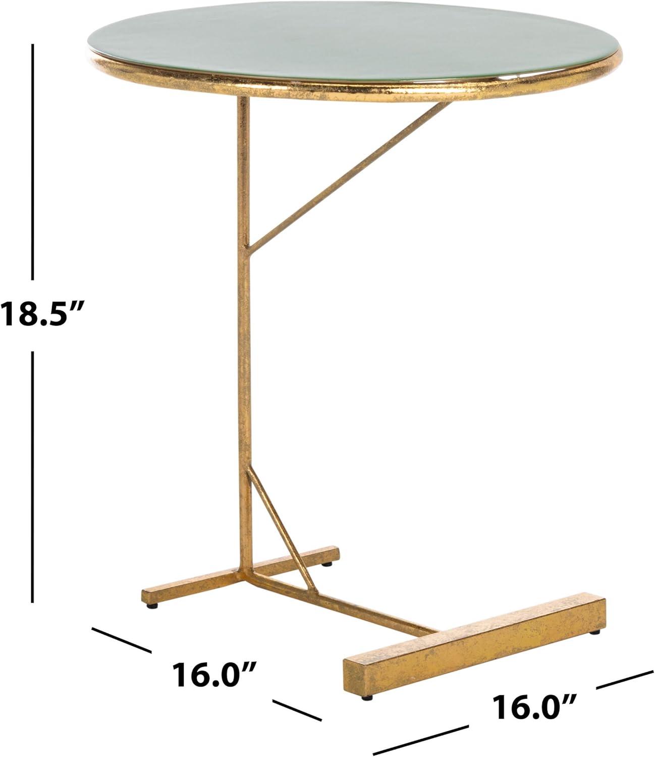 Hunter Green and Gold Metal Round C Table