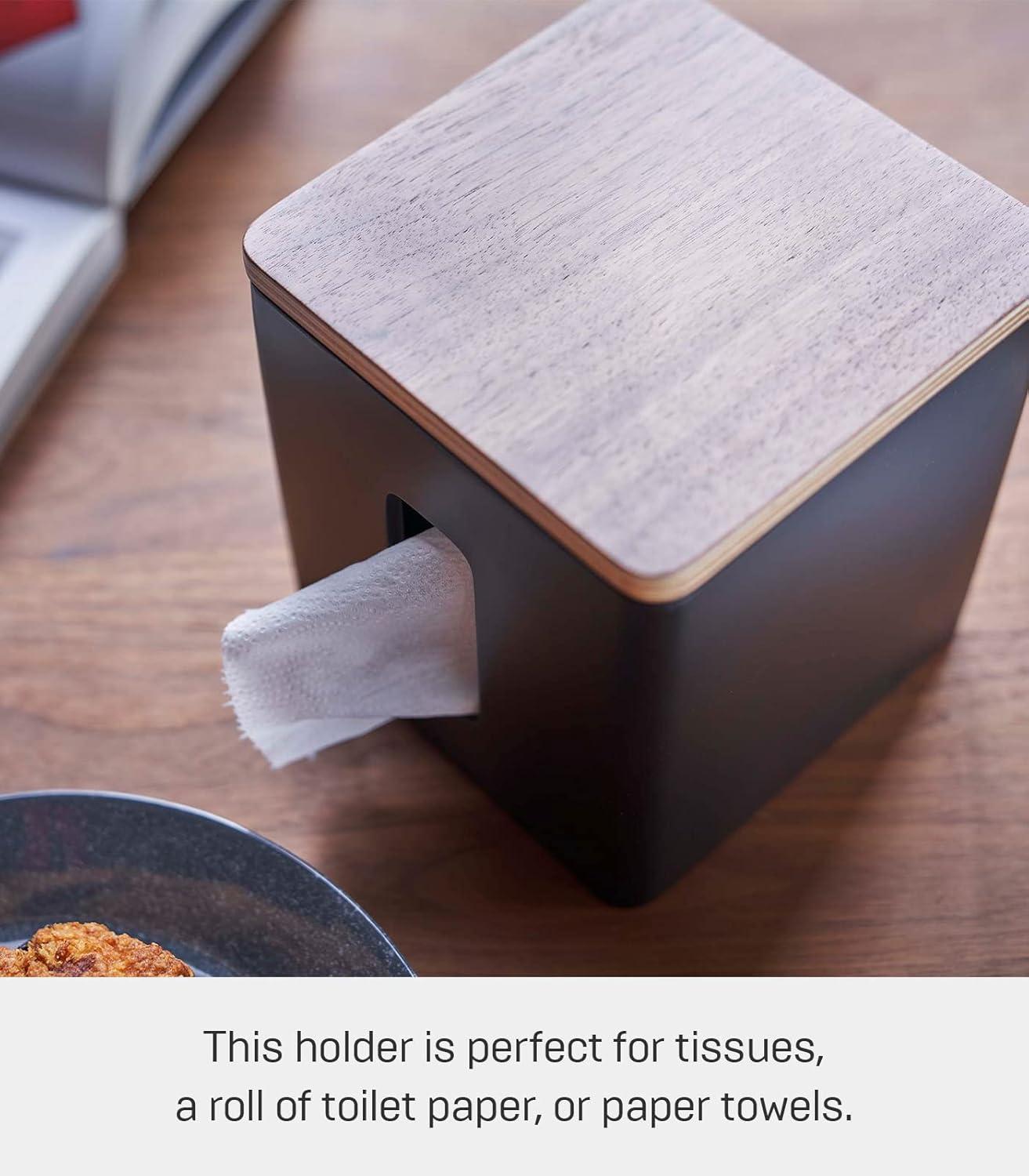 Rin Yamazaki Home Tissue Paper Case With Removable Wooden Lid Toilet Paper Or Paper Towel Storage