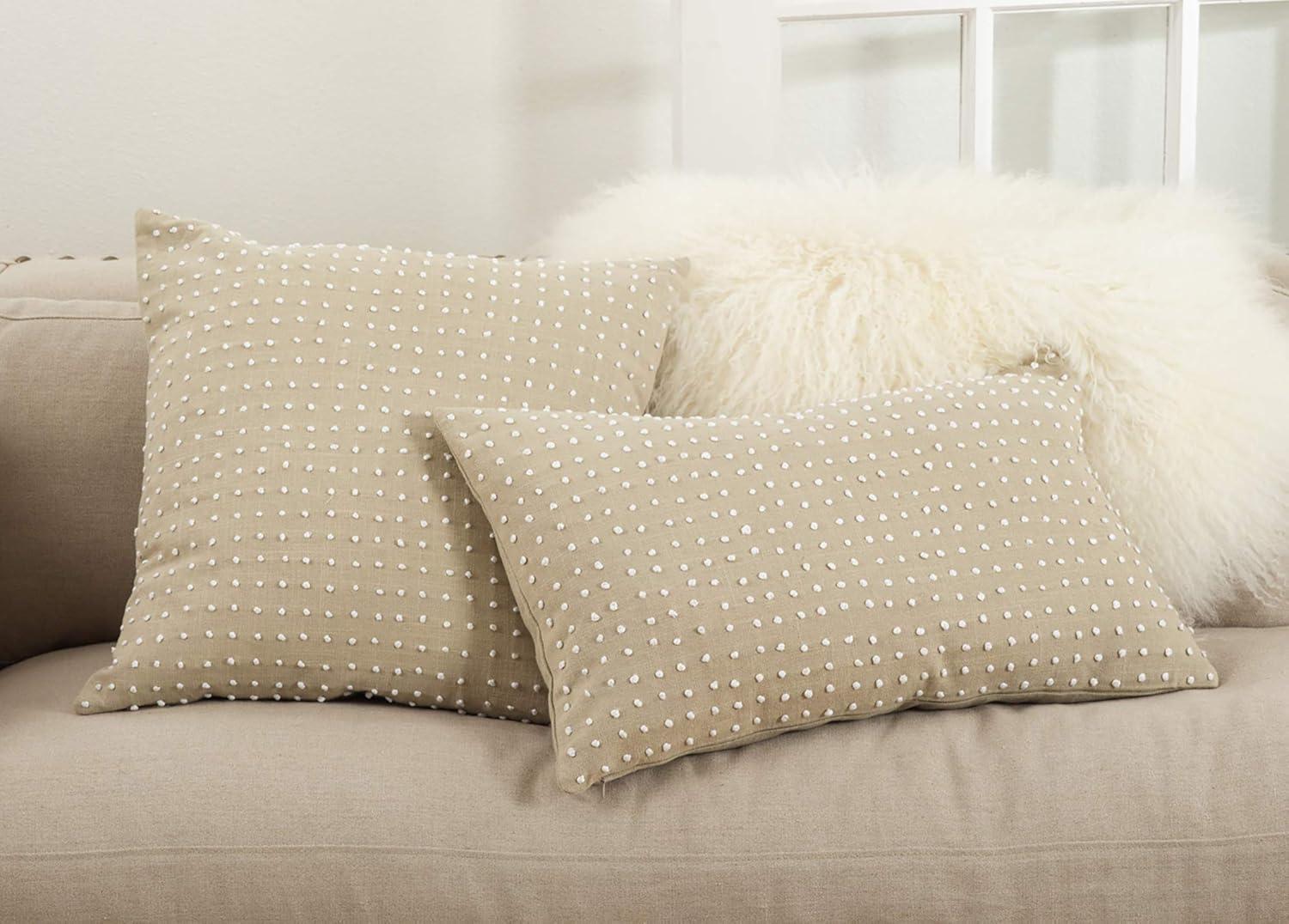 Petite Beige Cotton Down Fill Accent Pillow