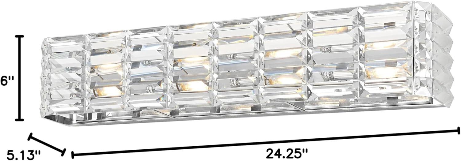 Evelyn Crystal Glam 24" Chrome LED Vanity Light with Mid-Century Flair