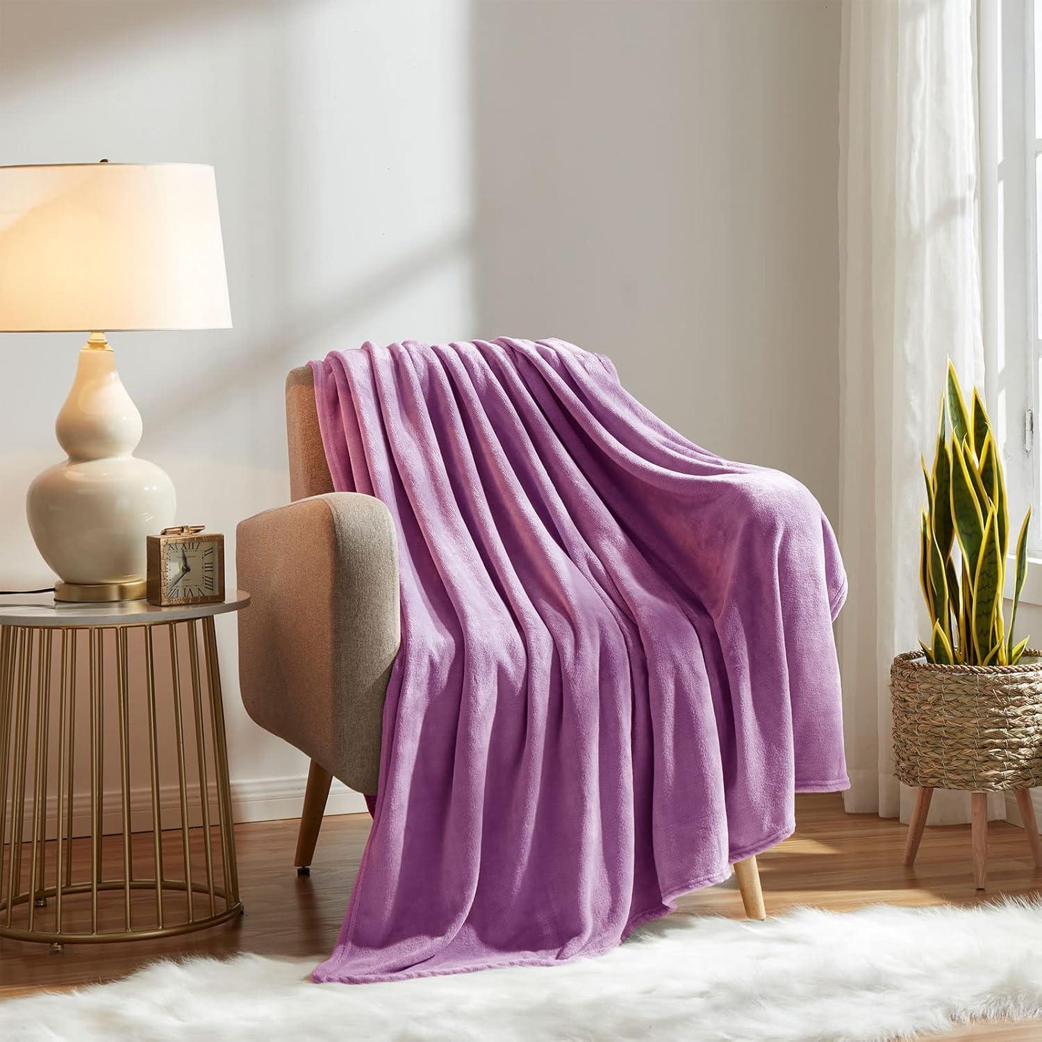 Lilac Fleece Reversible Throw Blanket for Pets and Baby