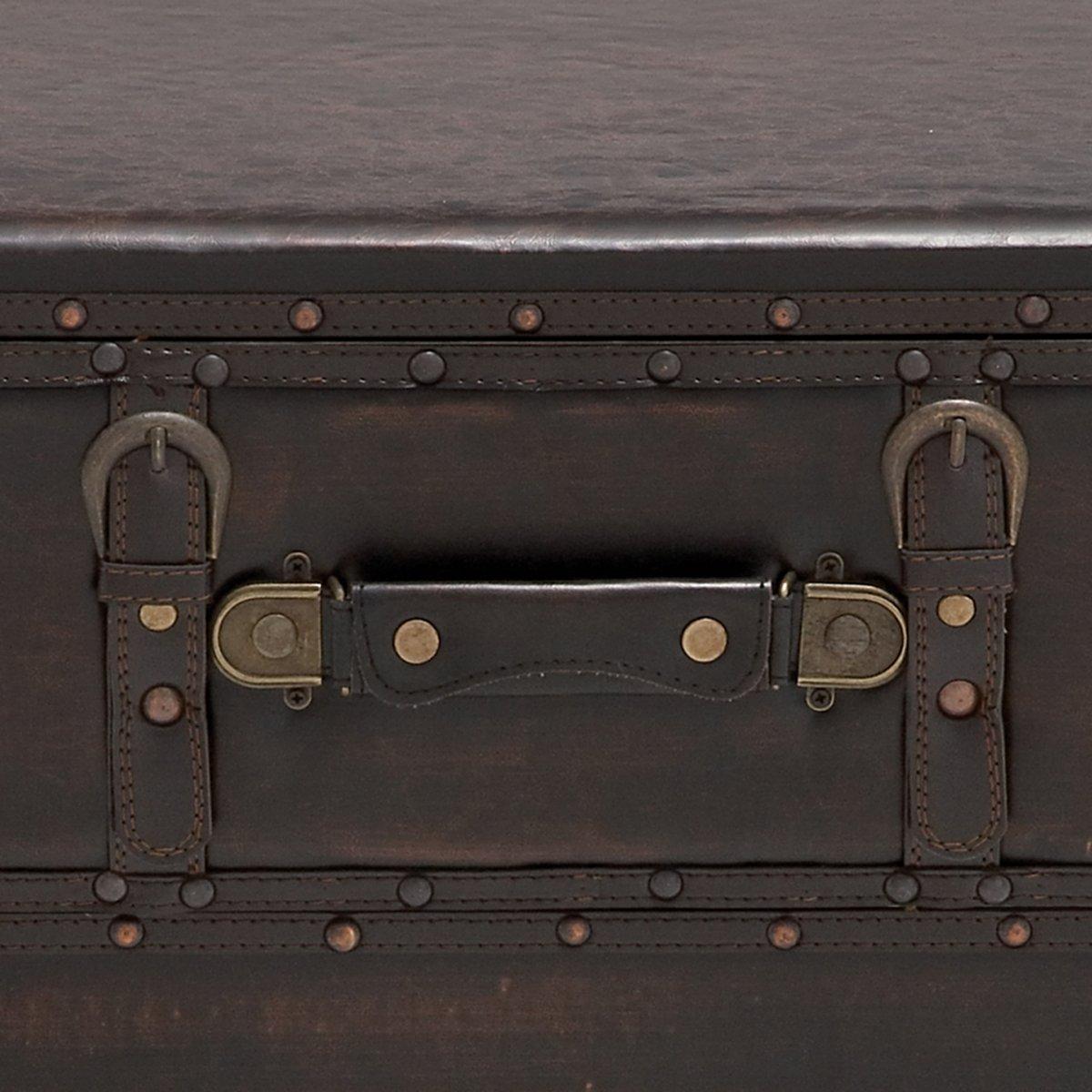Urban Designs Imported Olde London Suitcase Accent and End Table, Small, Espresso