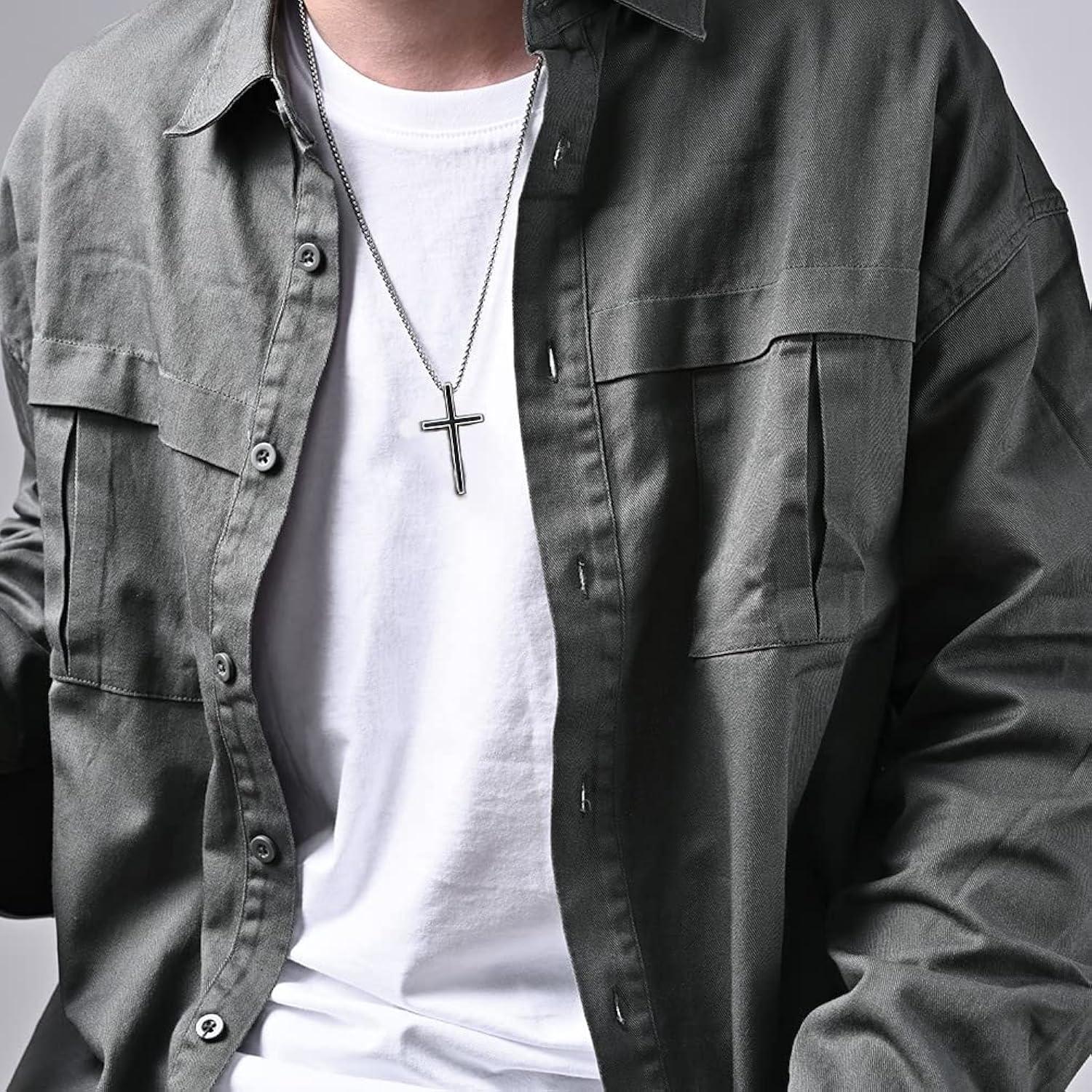 Philippians 4:13 Cross Pendant Necklace, I CAN DO ALL THINGS Bible Verse Stainless Steel Necklace Confirmation Jewelry Gifts