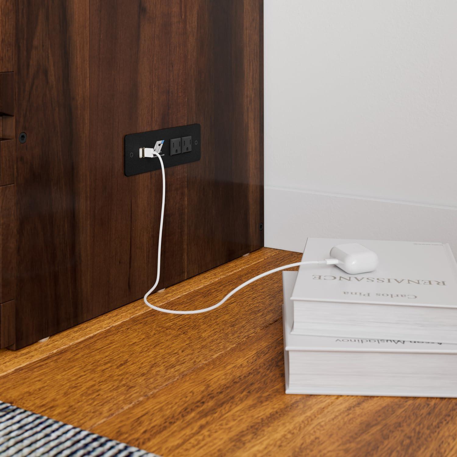 AFI Alpine Queen Wood Murphy Bed Chest with Mattress and Built-in Charger, White