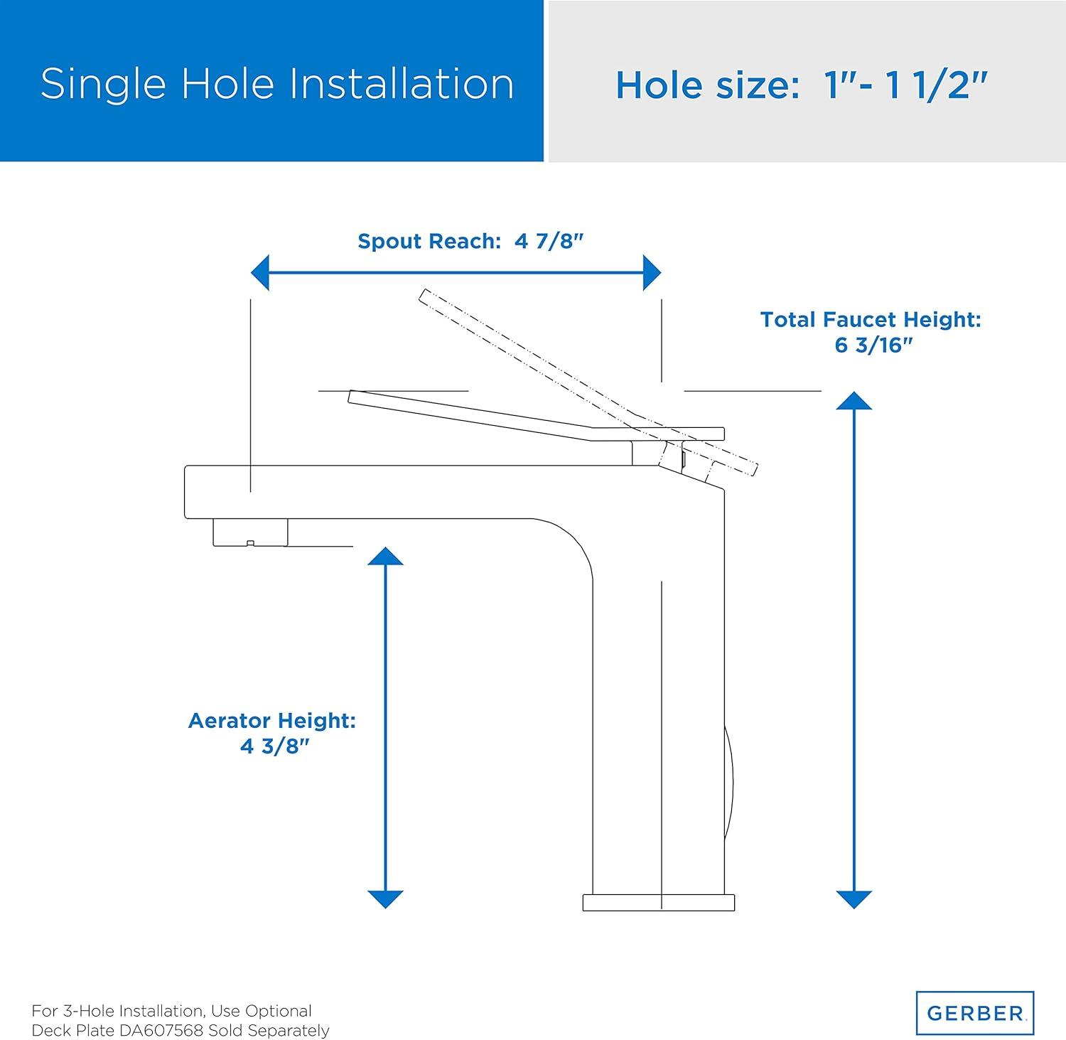 Avian Single Hole Bathroom Faucet with Drain Assembly