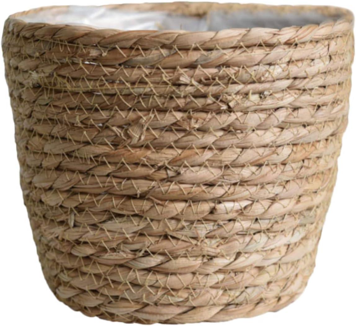 Natural Seagrass Cylindrical Planter with Plastic Liner