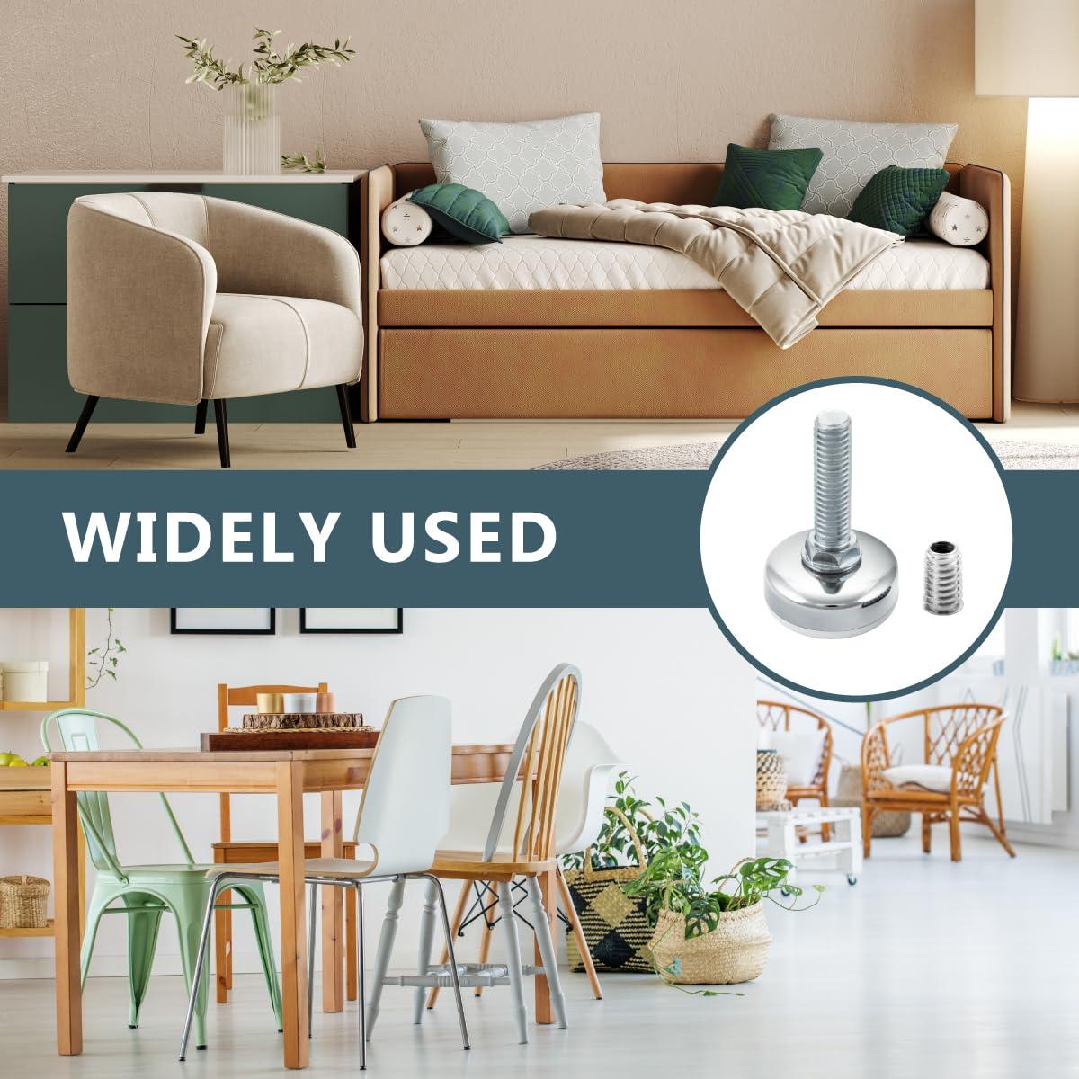 Chrome Heavy Duty Adjustable Furniture Leveling Feet Set of 12