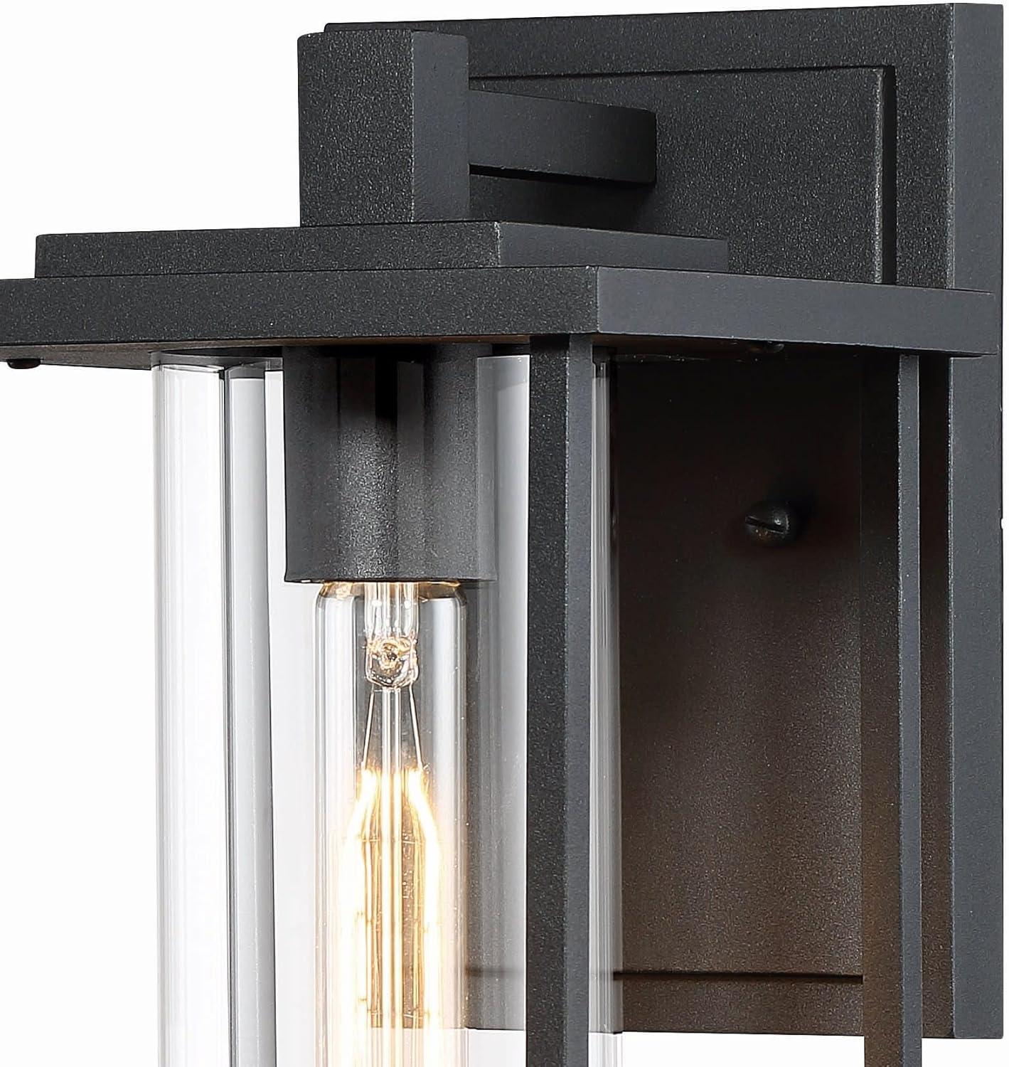 Trescott Contemporary Black Outdoor Wall Lantern with Clear Glass