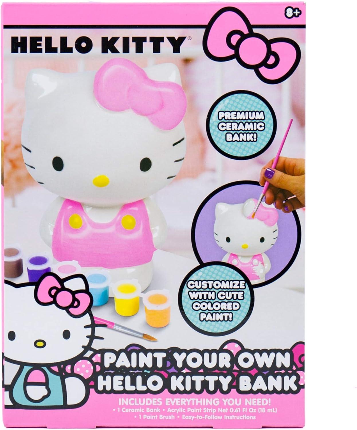 Horizon Group USA Hello Kitty Paint Your Own Piggy Bank, DIY Coin Bank for Kids, Multicolor C8