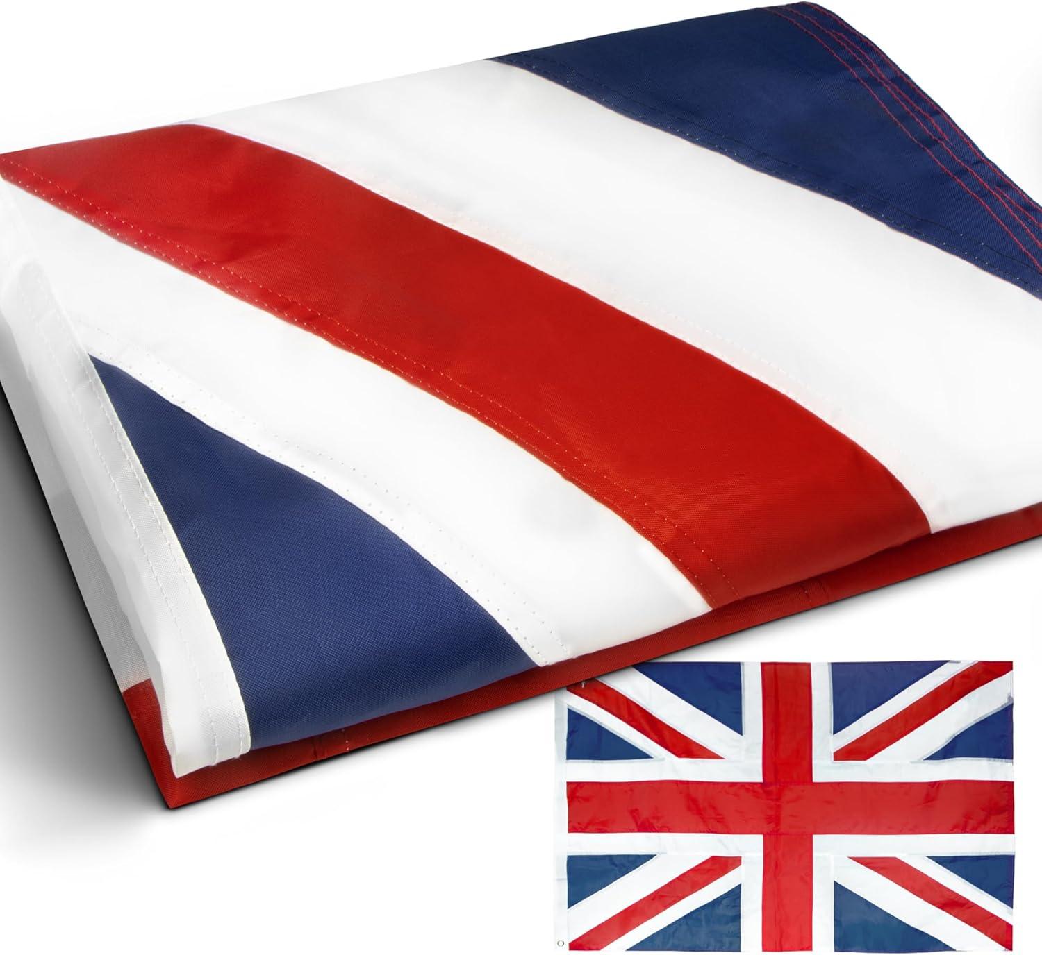 Anley United Kingdom UK Flag 3x5 Foot Heavy Duty Nylon - Embroidery British National Banner Flags