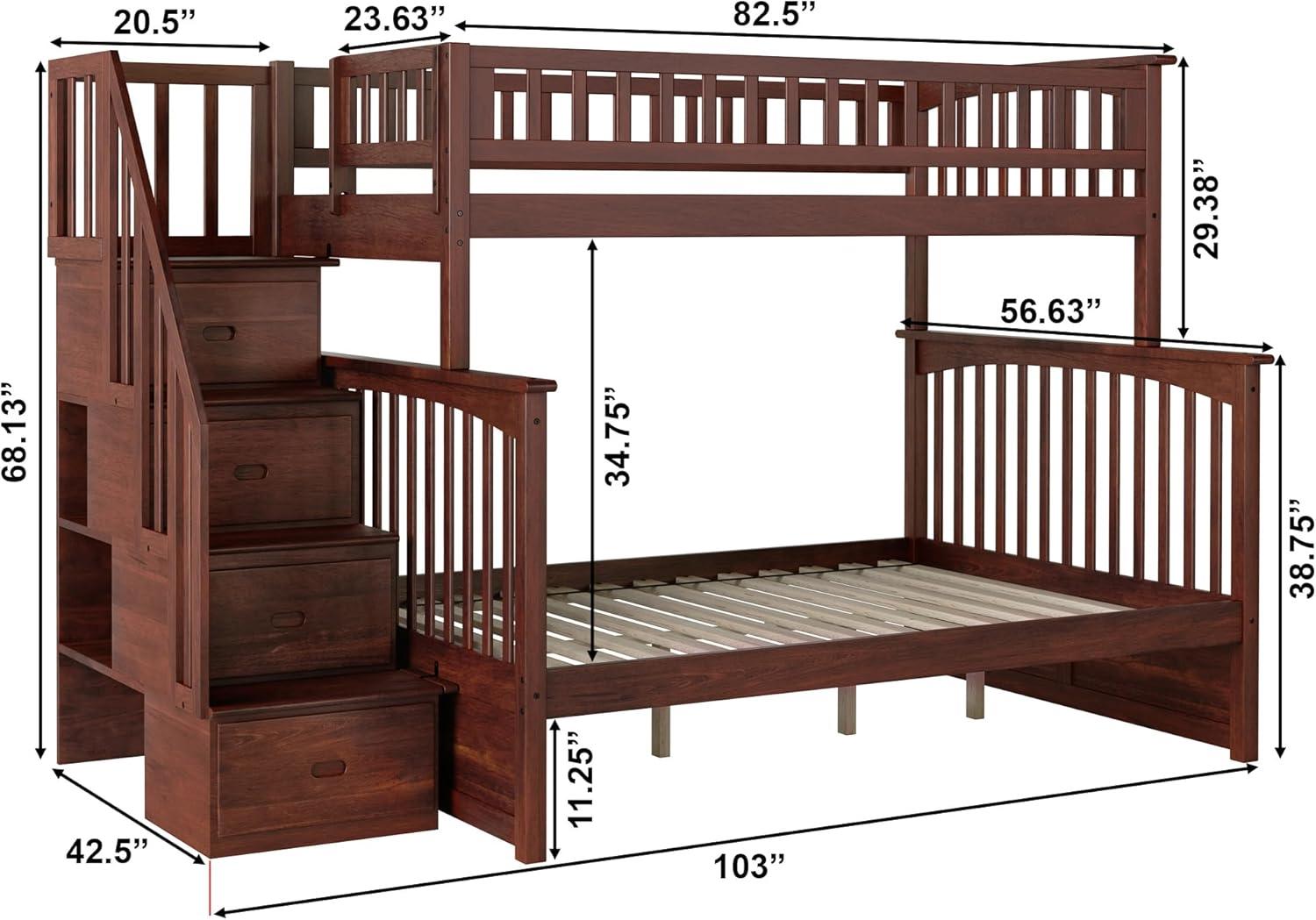 Columbia Staircase Bunk Bed Twin over Full in Walnut
