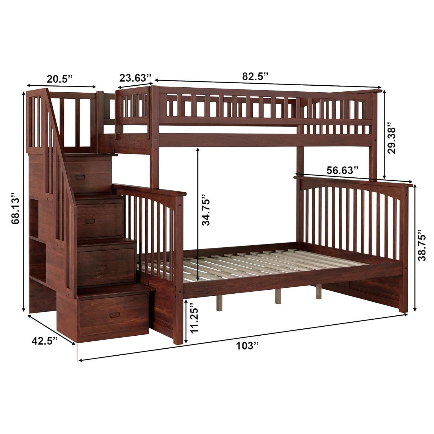 Columbia Staircase Bunk Bed Twin over Full in Walnut