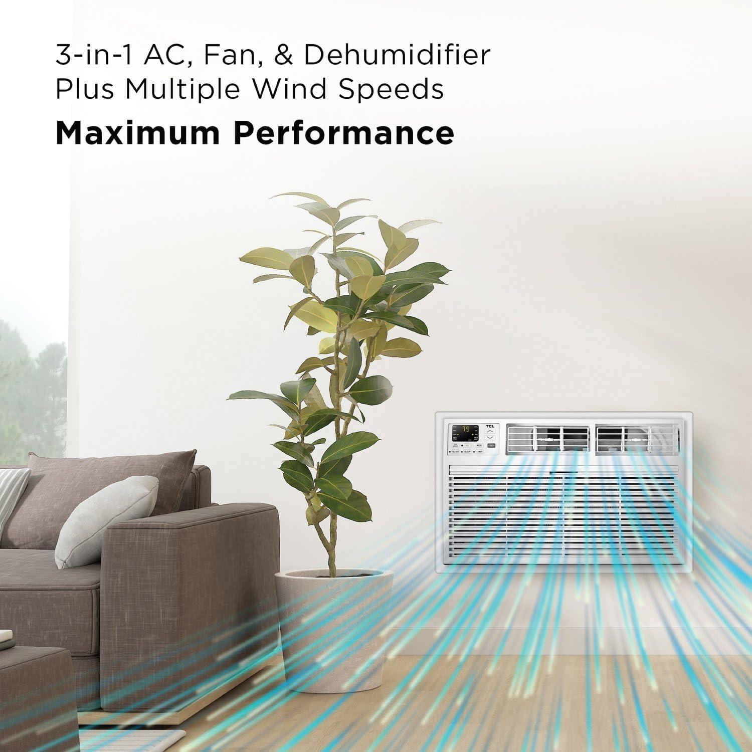 TCL TCL 12,000 BTU Smart Through-the-Wall Air Conditioner, AC Heater Unit with Fan & Dehumidifier, 550 Sq. Ft., Remote Control, Works with Alexa/Google Assistant
