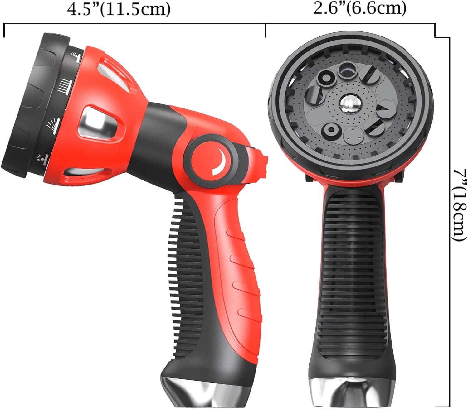 HmiL-U Garden Hose Spray Nozzle - 10 Adjustable Patterns Metal High Pressure Hose Nozzle with Thumb Control Design, Hose Sprayer for Garden & Lawns Watering, Cleaning, Pets & Car Washing C9