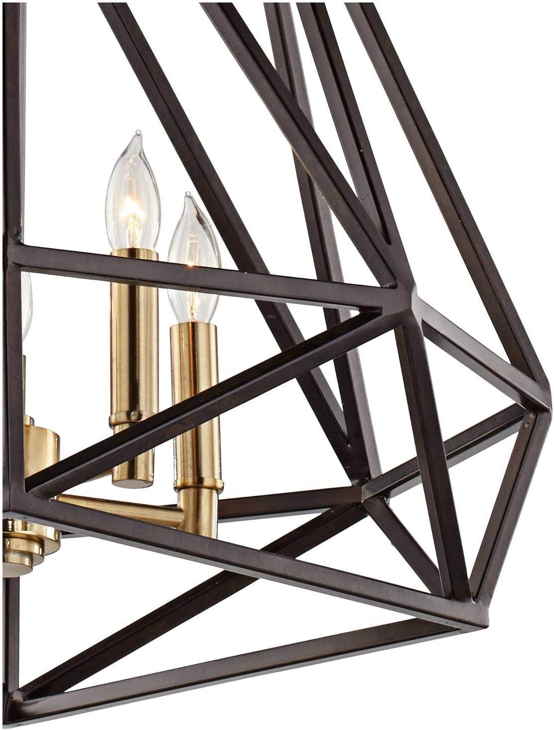 Franklin Iron Works Hawking Bronze Pendant Chandelier 20" Wide Modern Geometric Cage 5-Light Fixture for Dining Room House Kitchen Island Bedroom Home