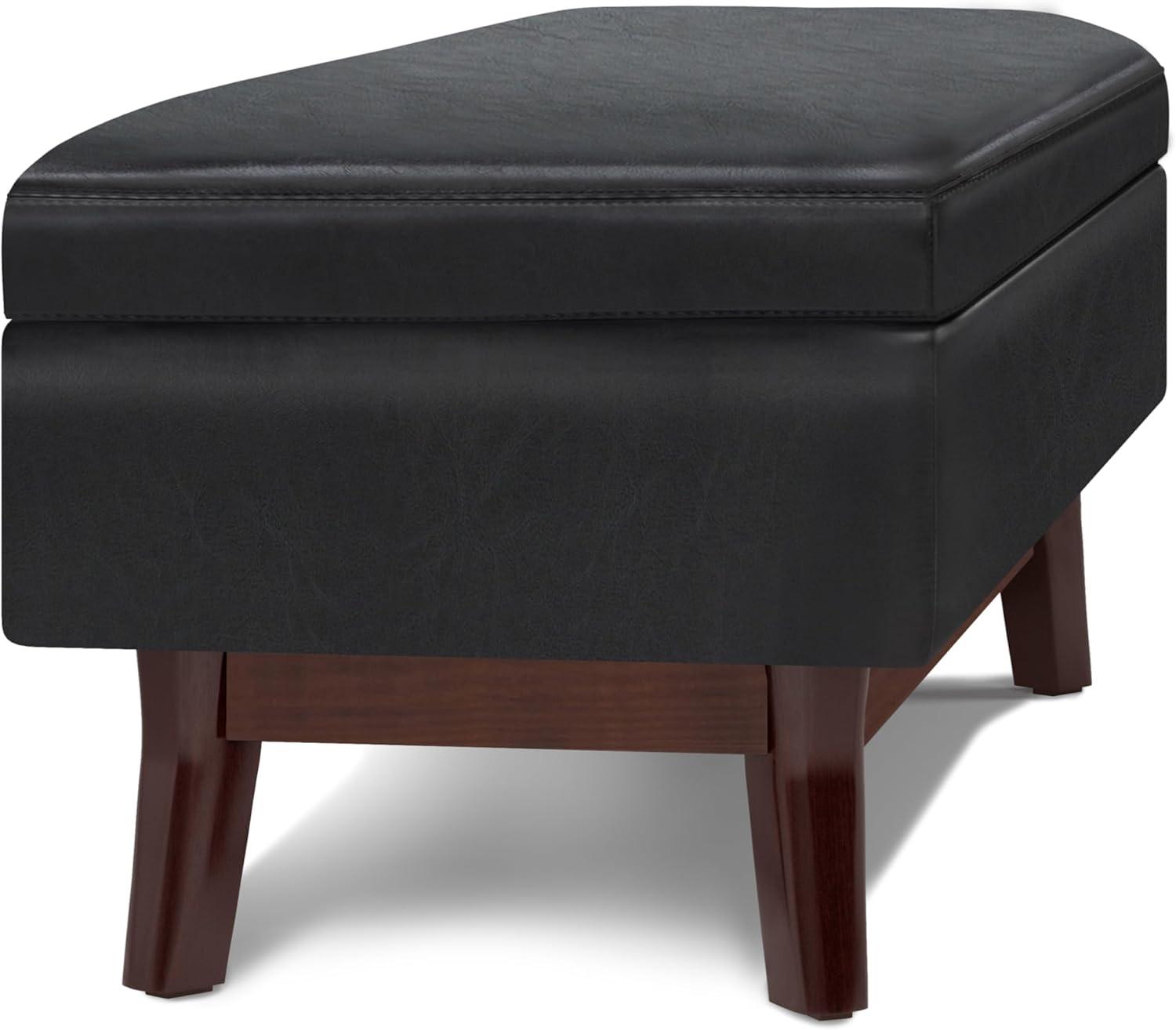 Owen Mid Century Modern Black Rubberwood Cocktail Ottoman