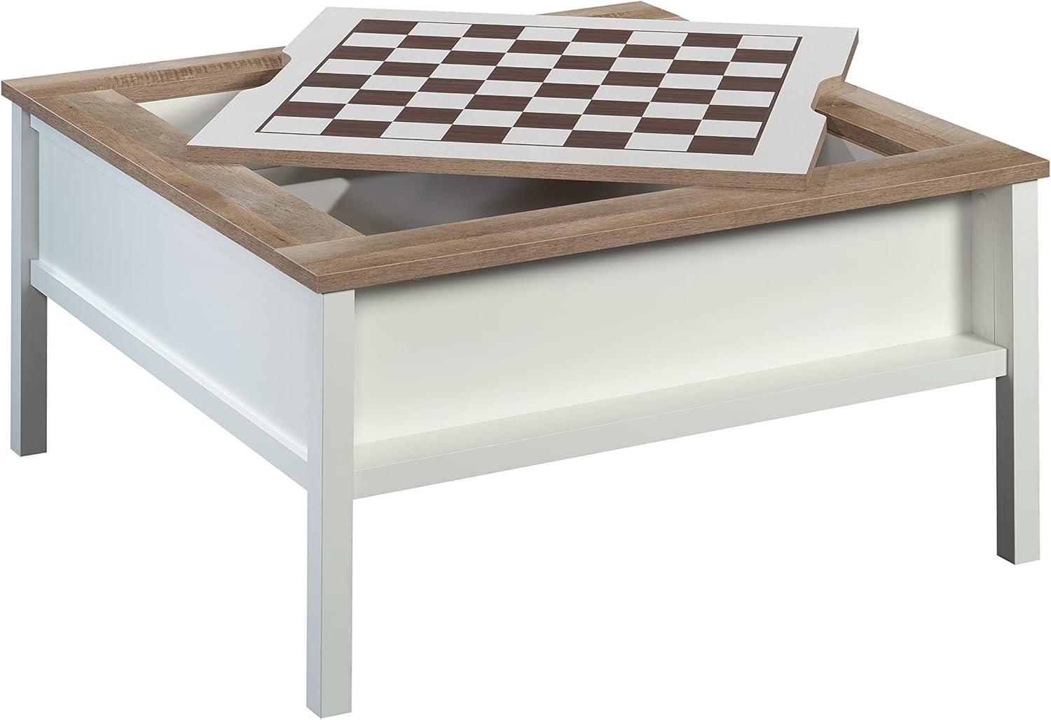 Cottage Road Gaming Coffee Table with Reversible Top Soft White - Sauder: Chess & Checkers, Adjustable Storage Shelf