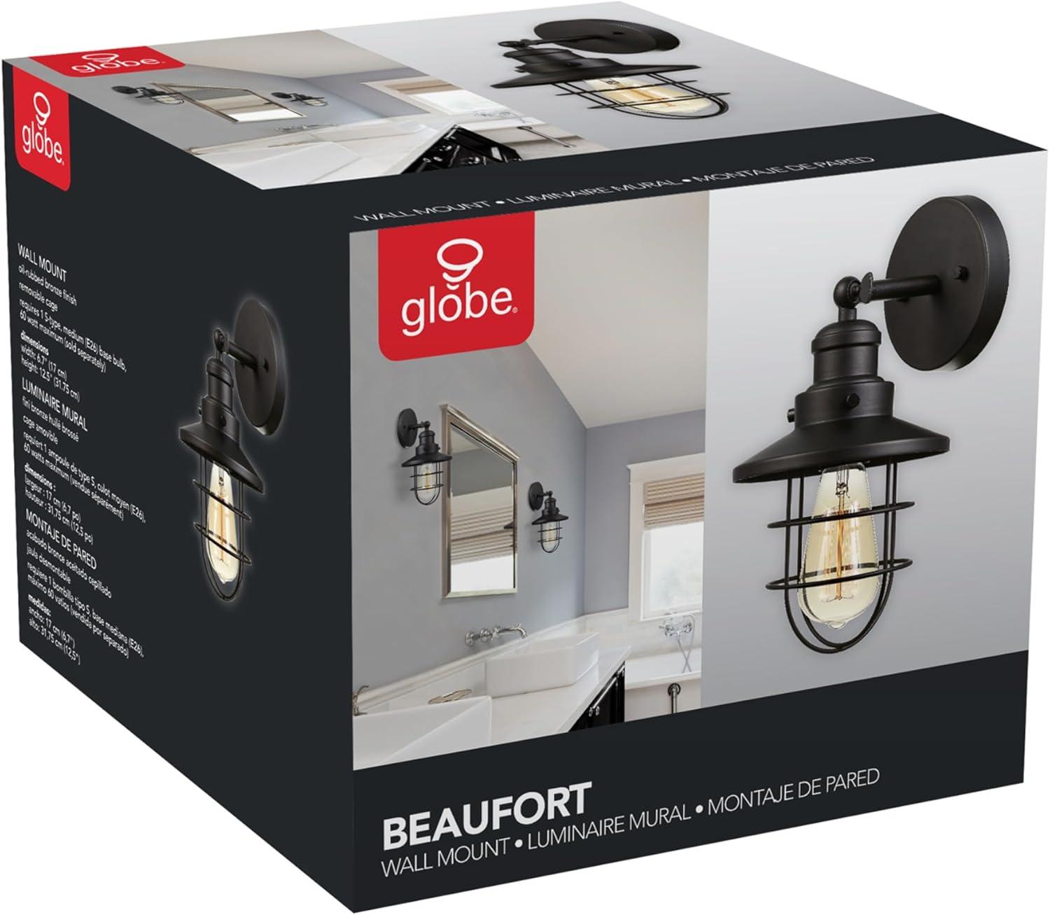 Globe Electric Beaufort 1-Light Dark Bronze Wall Sconce, 59123