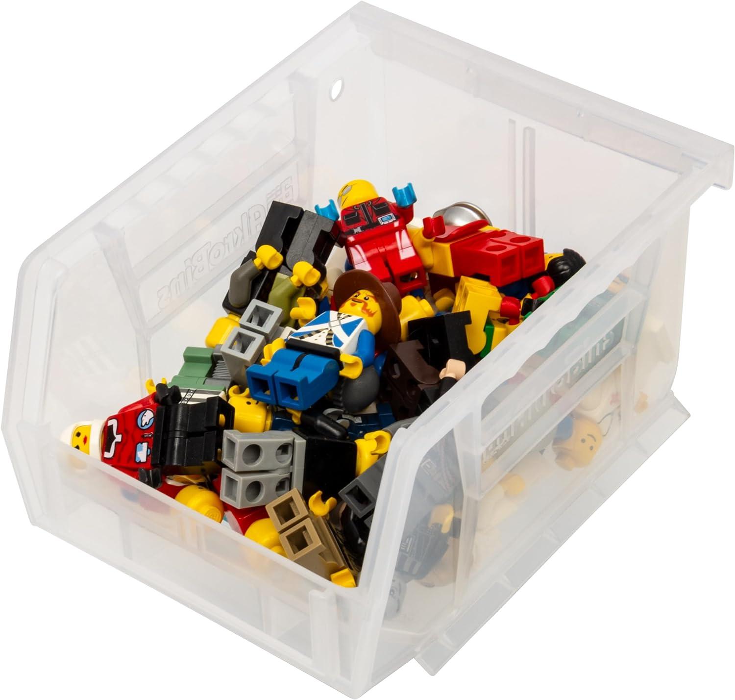 Akro-Mils Stackable Storage Bins, AkroBins Stacking Organizer, 5"x4"x3", Clear, 6-Pack