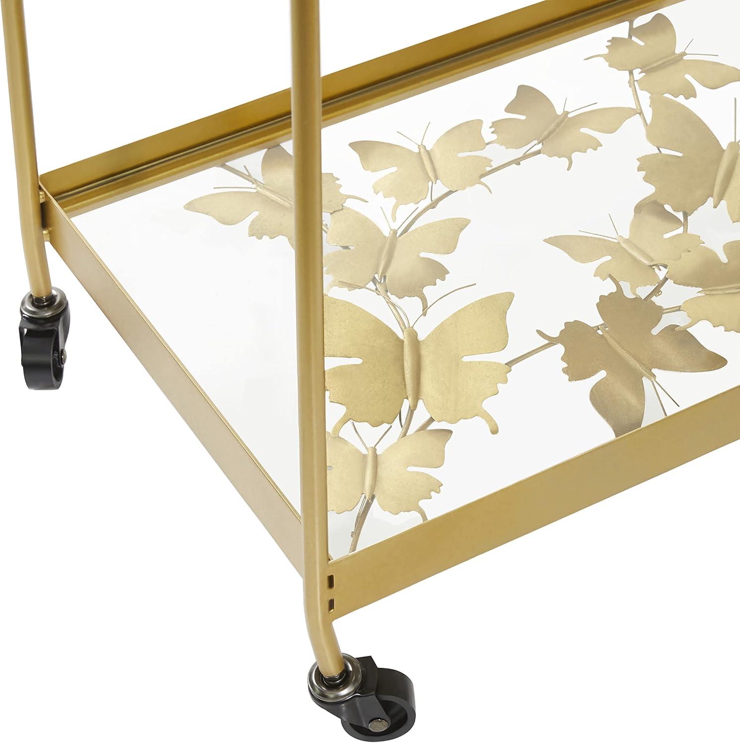 DecMode Metal Bar Cart Contemporary Gold