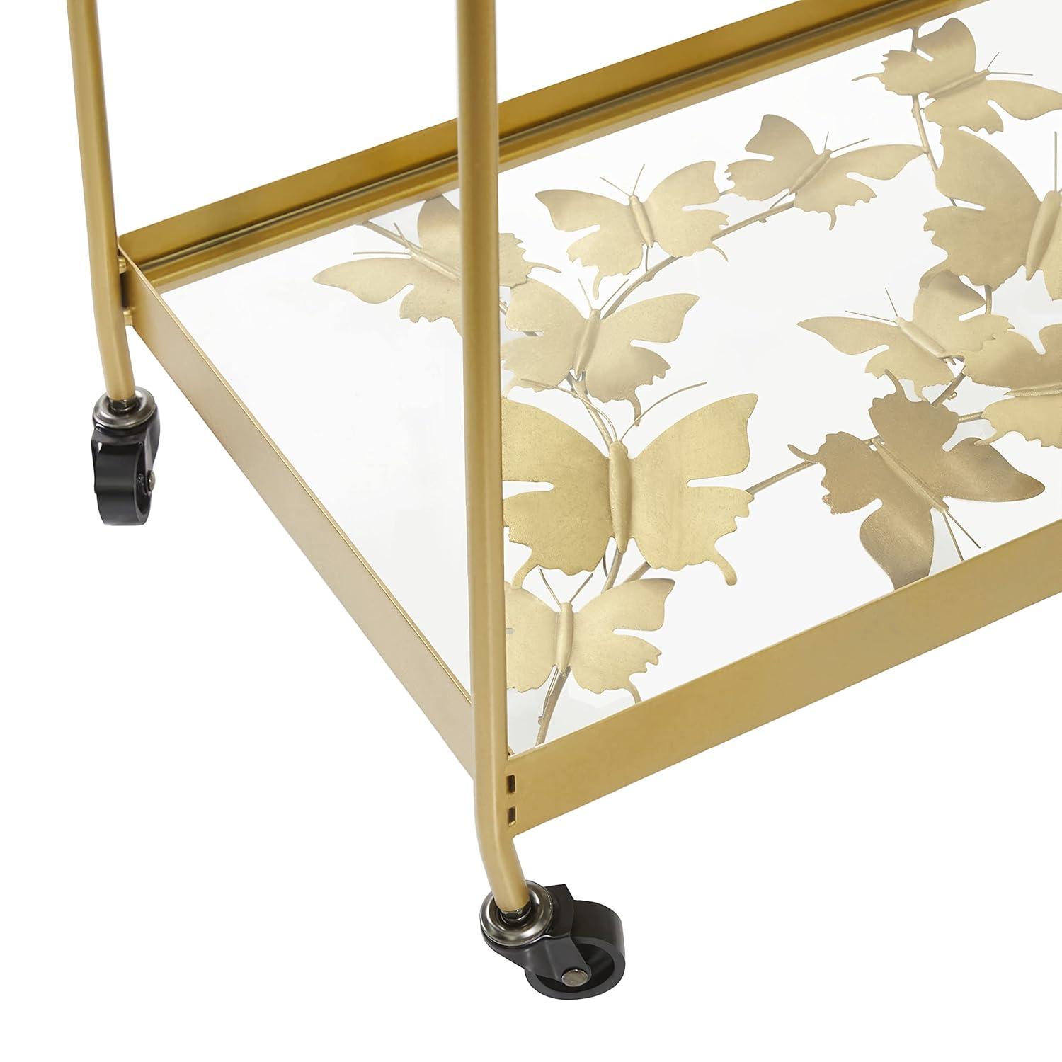DecMode Metal Bar Cart Contemporary Gold