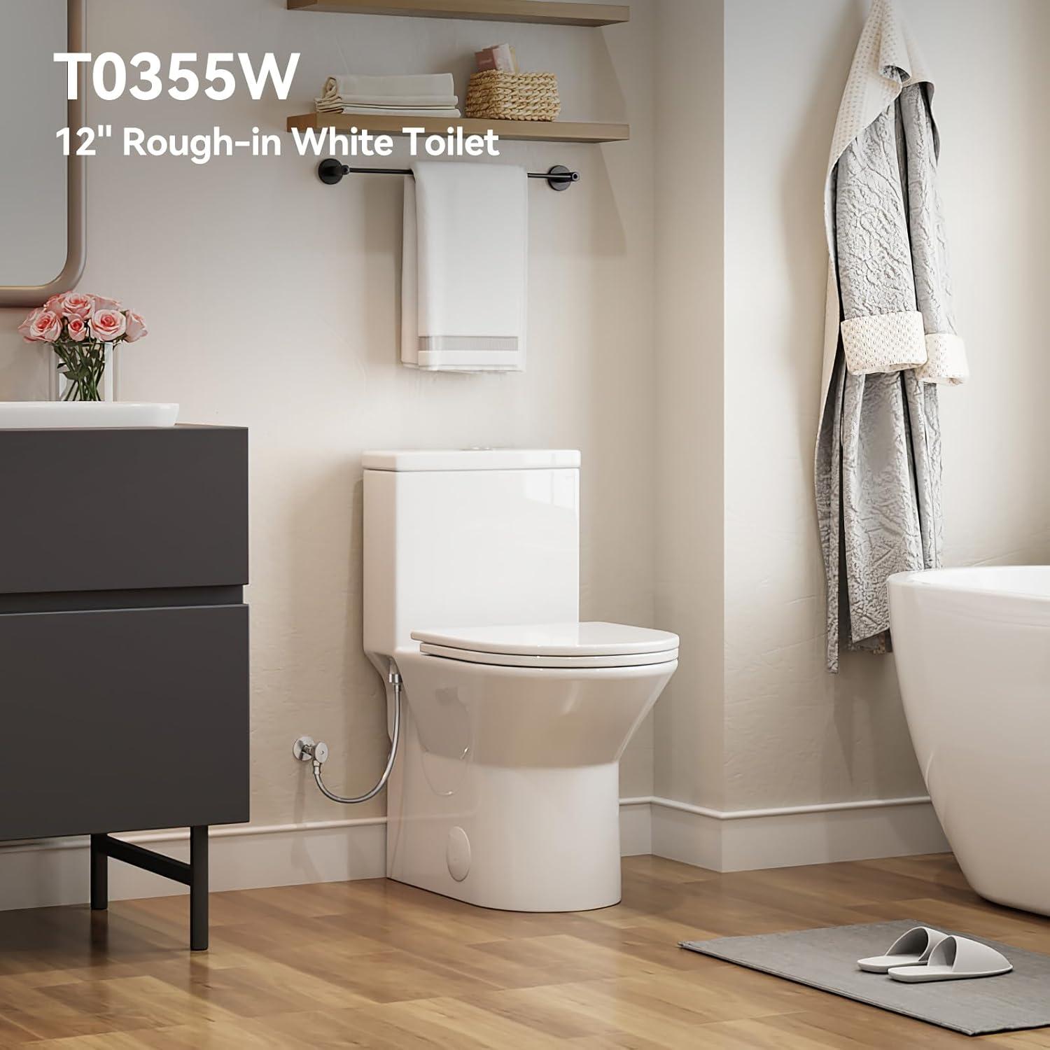 Elongated One Piece Toilet, 17.3+" ADA Comfort Chair Seat Height, 1.1/1.6 GPF Dual Flush Toilet for Bathroom, MAP 1000g