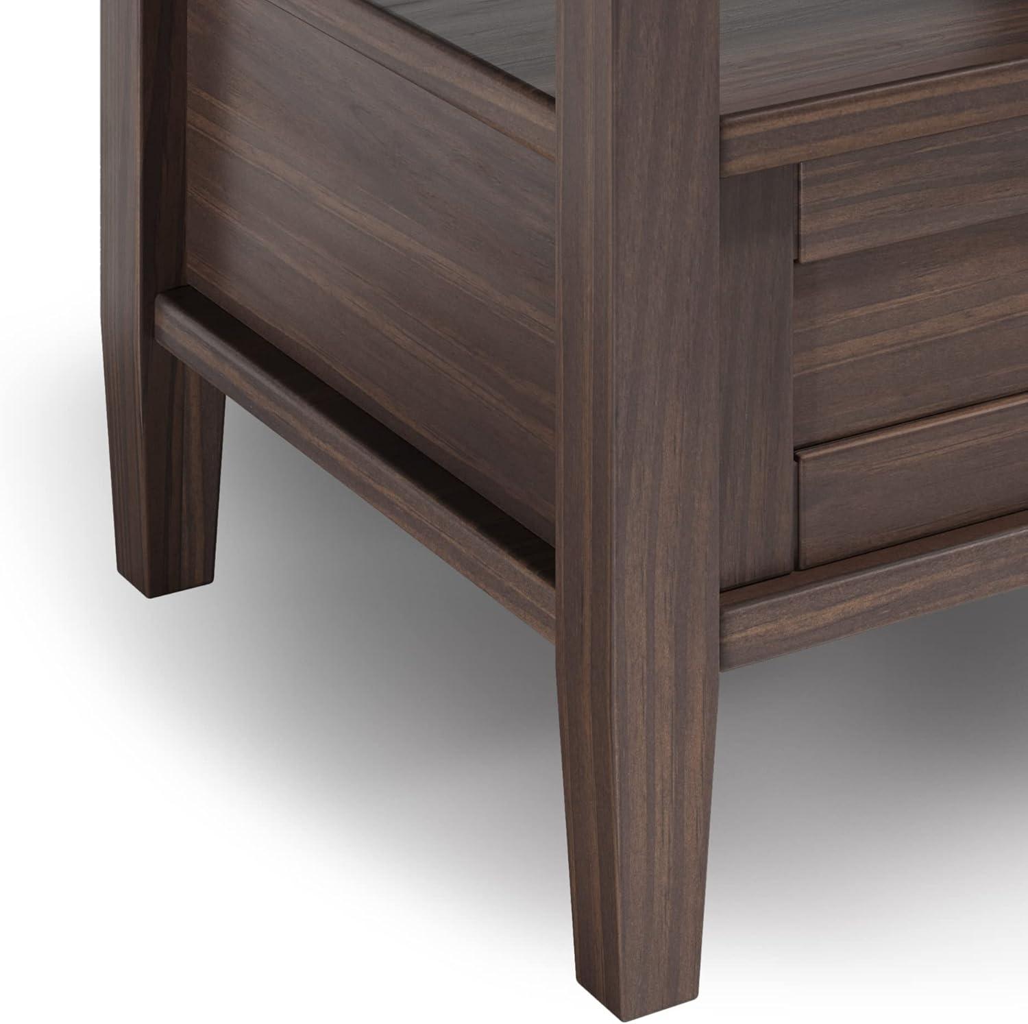 Warm Shaker SOLID WOOD 20" W Rectangle End Table in Warm Walnut Brown