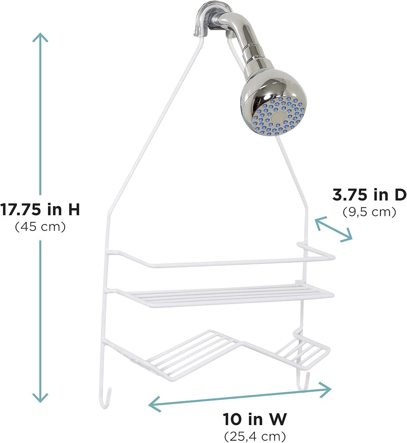 Zenna Home White Steel Over-the-Shower Caddy with Hooks