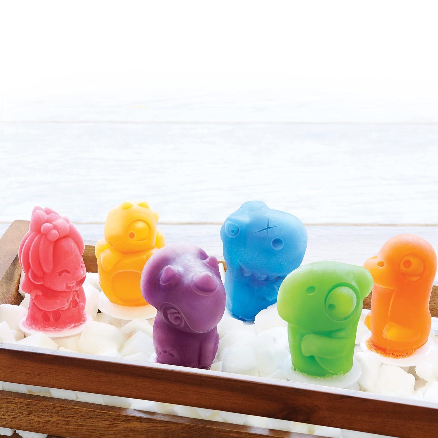 ZOKU Dino Pop Molds, 6 Different Easy-release Silicone Popsicle Molds in One Tray, Unique and Fun Prehistoric Designs, BPA-free