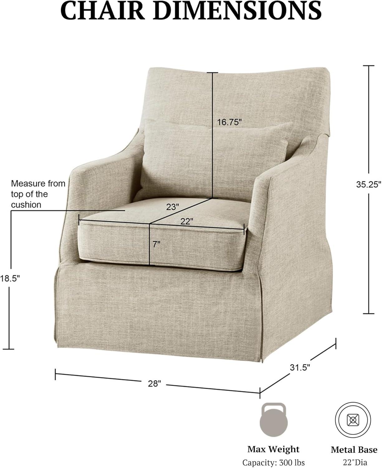 Martha Stewart London 360°Swivel Armchair with Lumbar Pillow