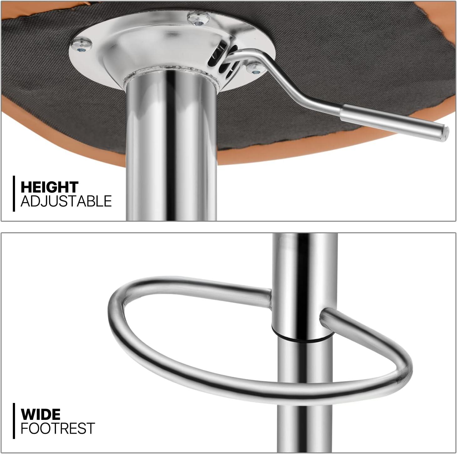 MoNiBloom Adjustable Swivel Bar Stool Set of 2, Counter Height Barstools Dining Chair Faux Leather with Backrest, Brown