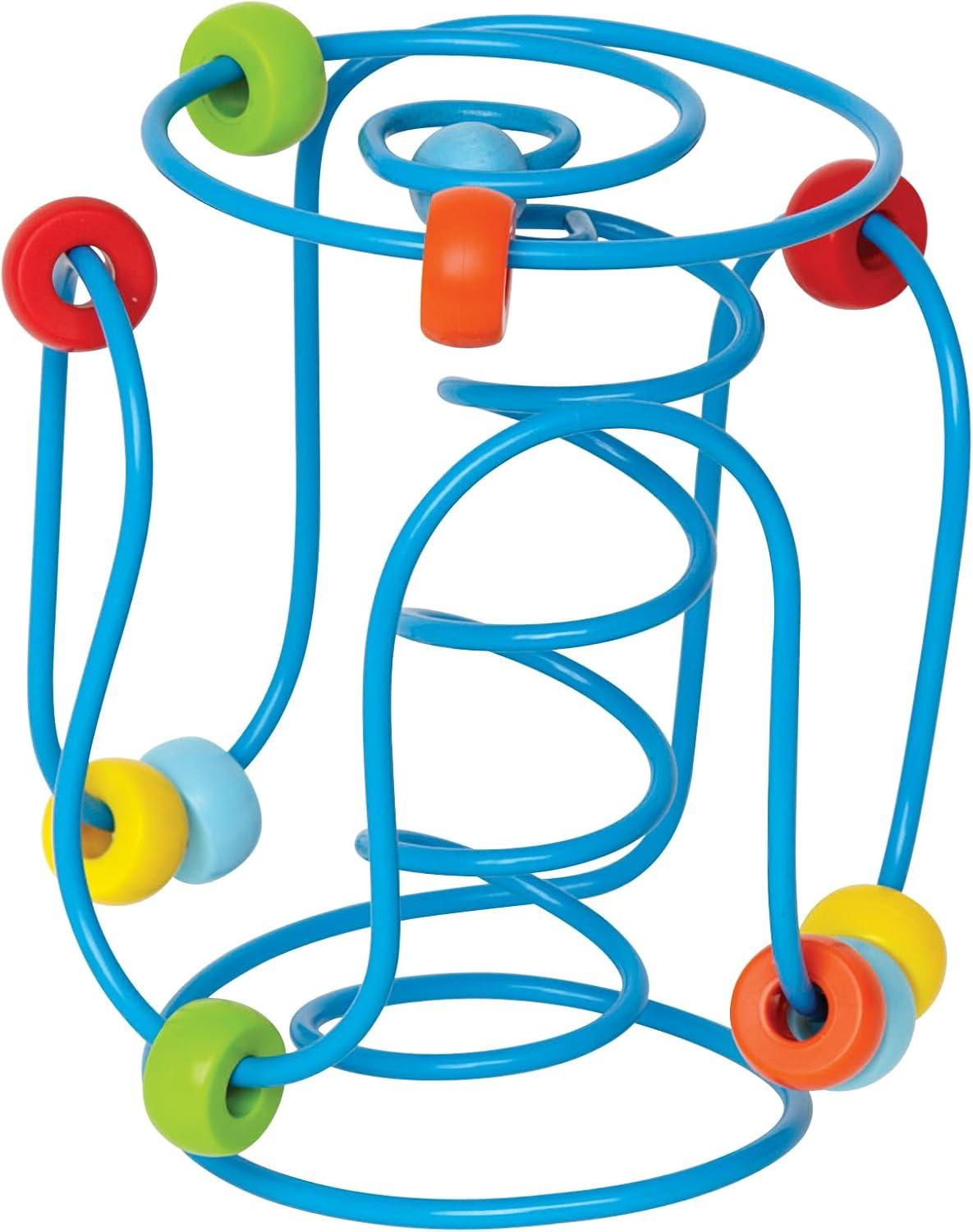 Hape: Spring-A-Ling - Wooden Beads & Blue Spiral Wire Maze, Ages 6mo+