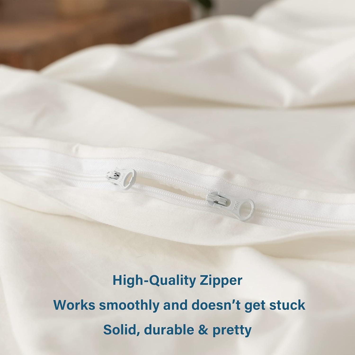 HeimenAogo Egyptian Cotton Duvet Cover Set King, Ultra Soft and Breathable Comforter Cover with Zipper Closure, High Thread Count Long Staple Cotton Blanket Cover 3pcs, Off-White