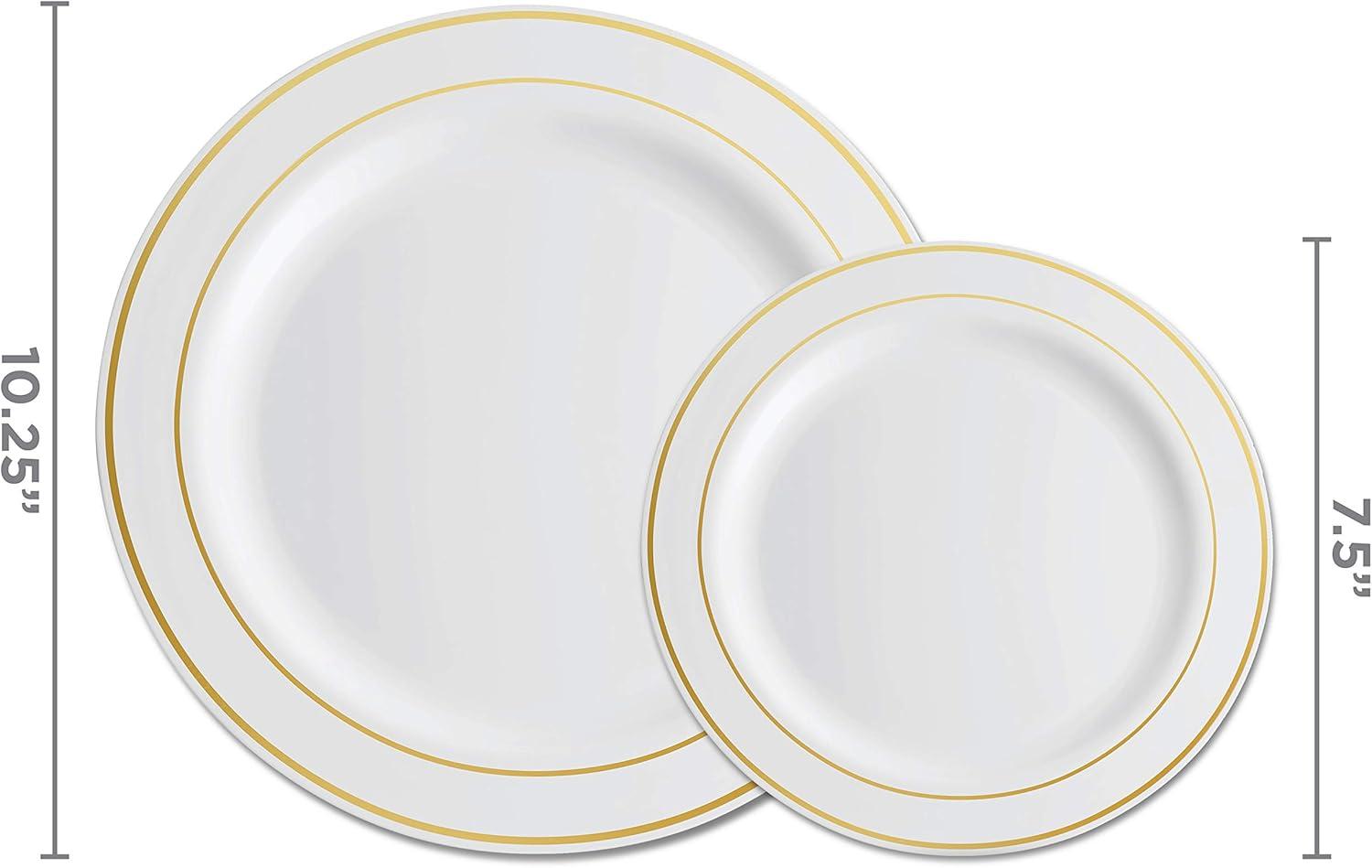 Gold Rim Plastic Plates Party Supplies Kit for 50 Guests