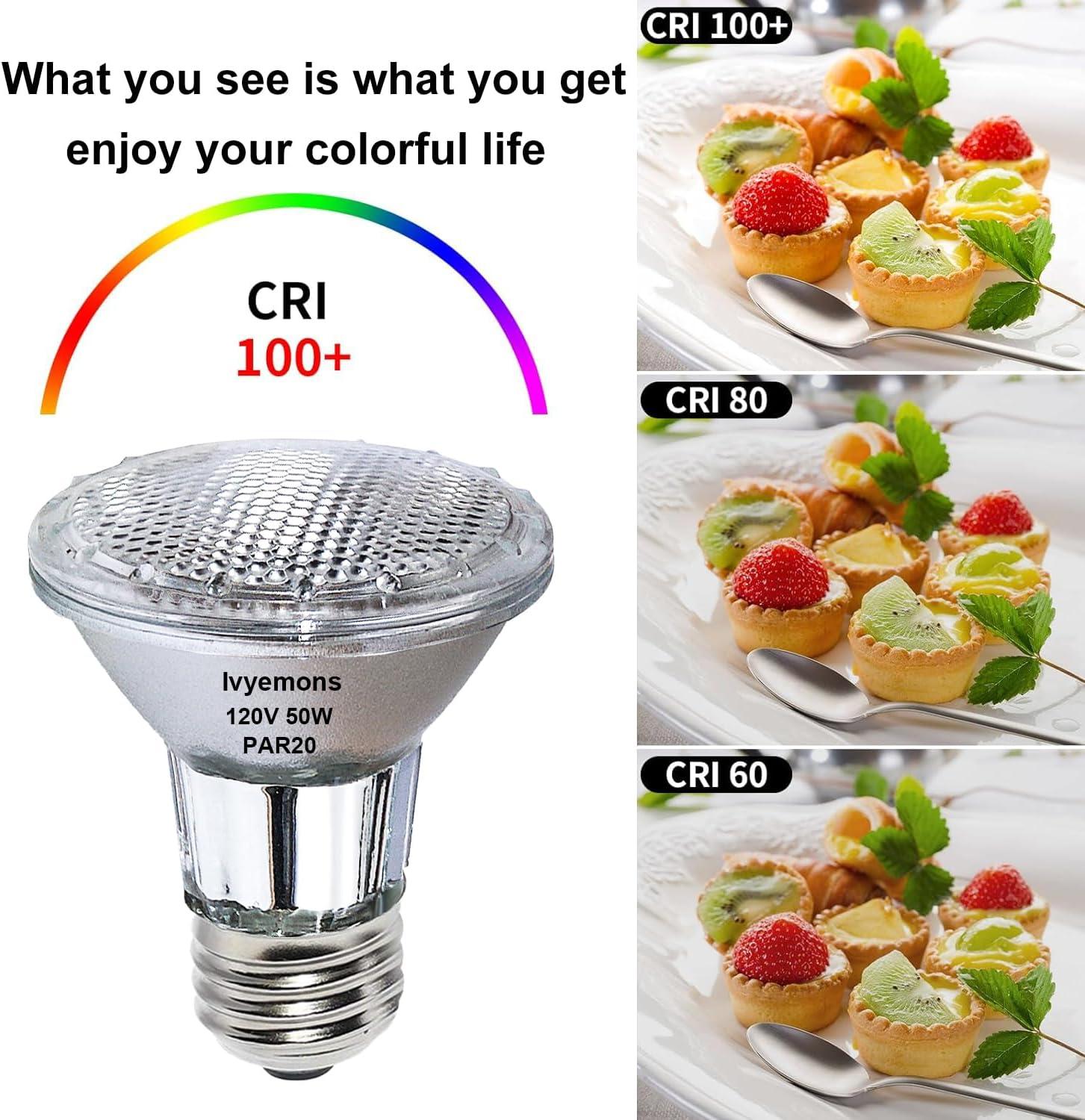 6PCS Par20 Halogen 50W 120V Dimmable, Long Lifespan E26 Par20 Light Bulb with 3000K Warm White for Indoor/Outdoor