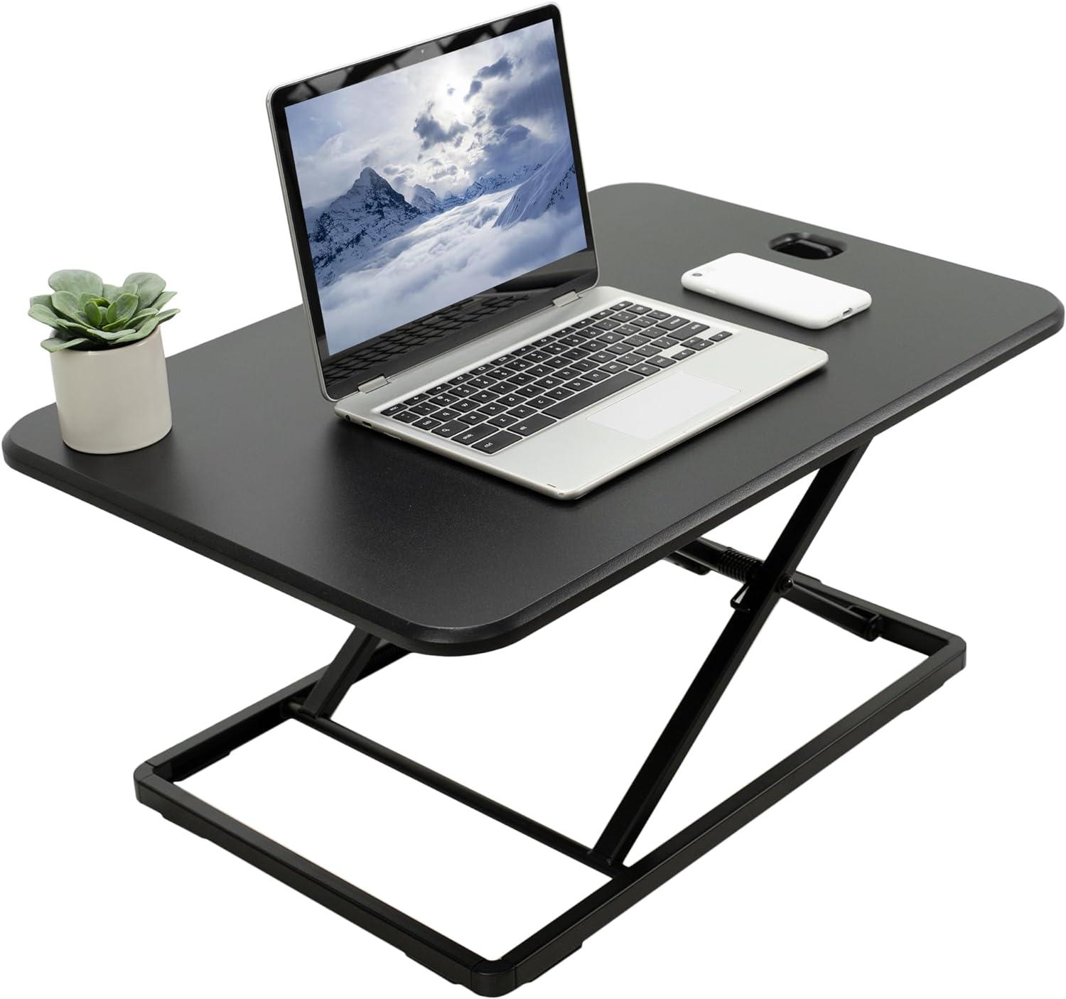 Compact Black 26" Ultra Slim Adjustable Standing Desk Converter