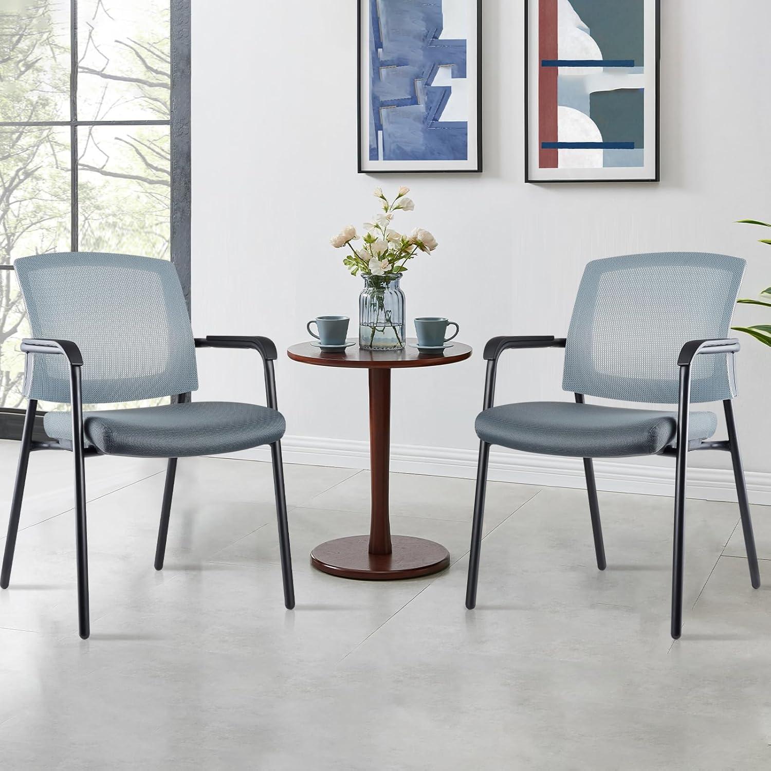 Inbox Zero Nashiya CLATINA Mesh Back 22.2" W Stackable Seat Waiting Room Chair with Metal Frame