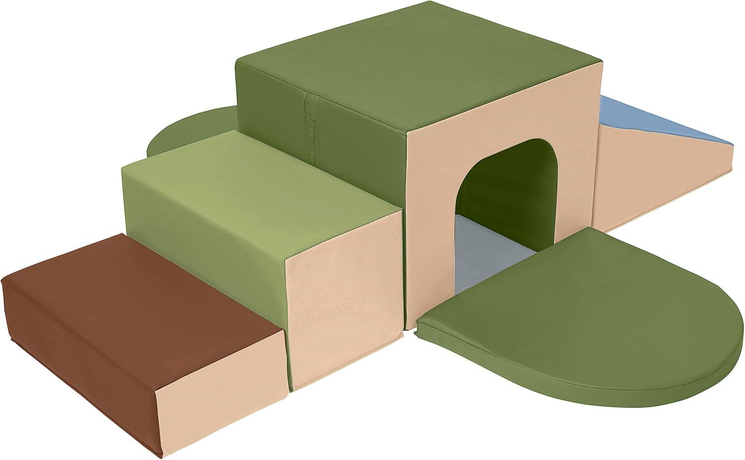 ECR4Kids SoftZone Single Tunnel Maze, Earthtone, 6-Piece