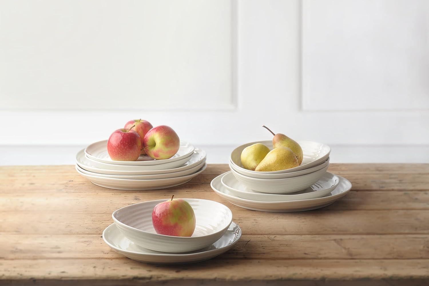 Portmeirion Sophie Conran Coupe Plates, Set of 4, Porcelain Dishes, Dinnerware Plates, Dishwasher Safe