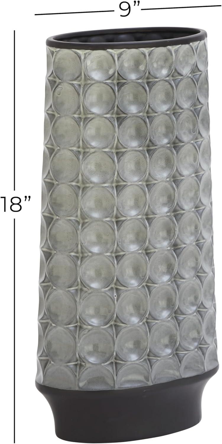 Silver Geometric Pattern Ceramic Decorative Vase