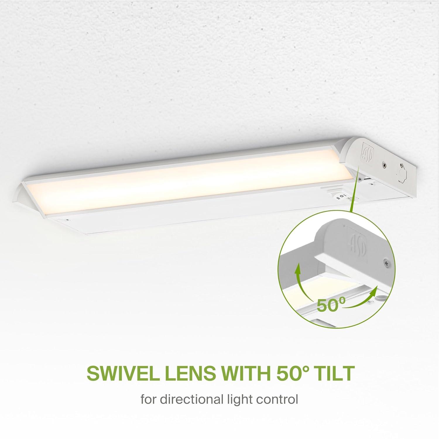 ASD Swivel LED Under Cabinet Lighting, 18 Inch 8W, Hardwired or Plug-in, 2700K/3000K/4000K, Hi/Low Switch, Rotatable Lens, Dimmable Linkable Under Counter Light for Kitchen, ETL & Energy Star