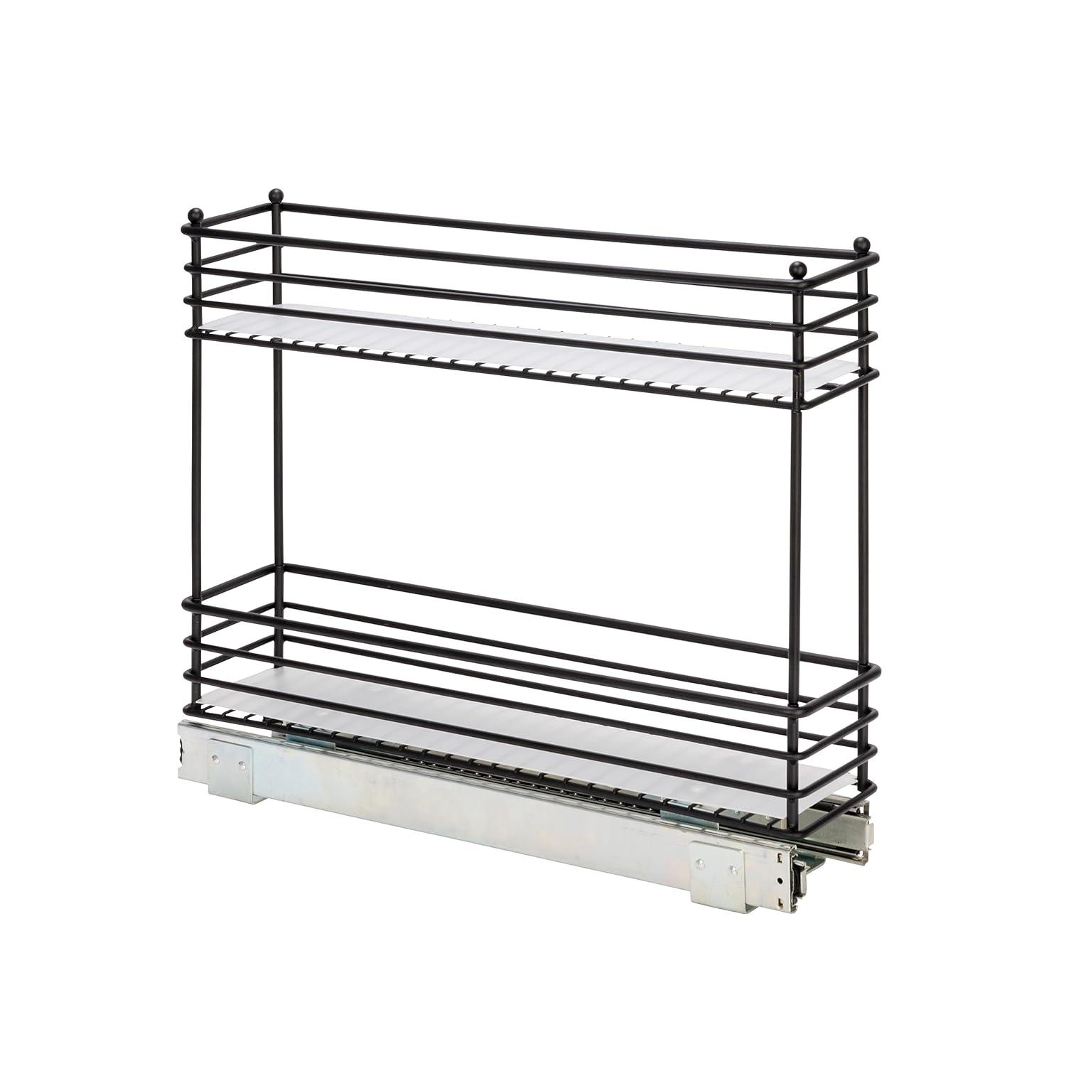 Glidez Multipurpose Paint-Finished Steel Pull-Out/Slide-Out Storage Organizer with Plastic Liners for Under Cabinet Use - 2-Tier Design - Black
